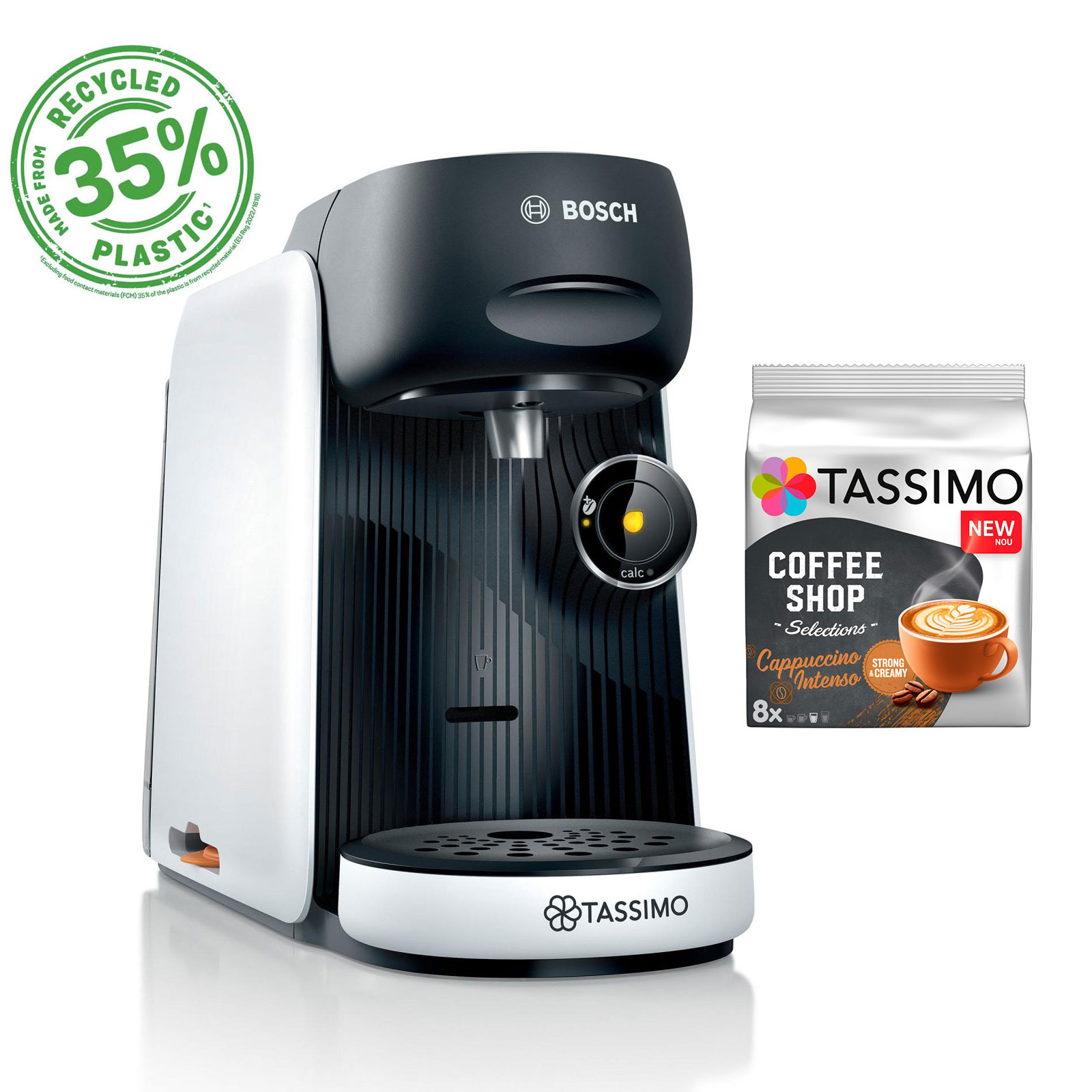 Bosch TAS16xx TASSIMO Multi-Getränke-Autom. FINESSE inkl. TASSIMO Kapseln Cappuccino Intenso