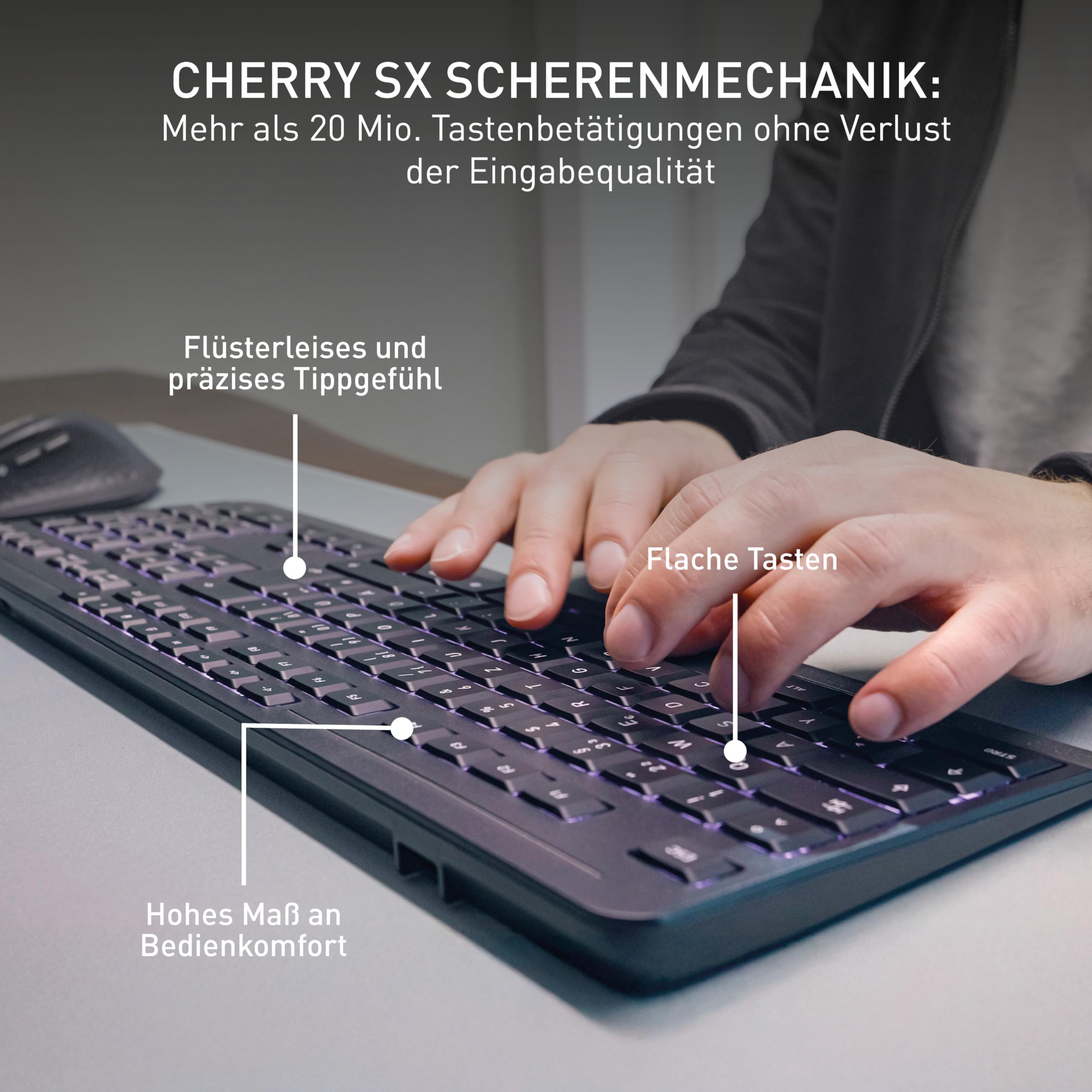 CHERRY Stream Desktop Ultimate, Kabelloses Multi-Device Tastatur-Maus-Set