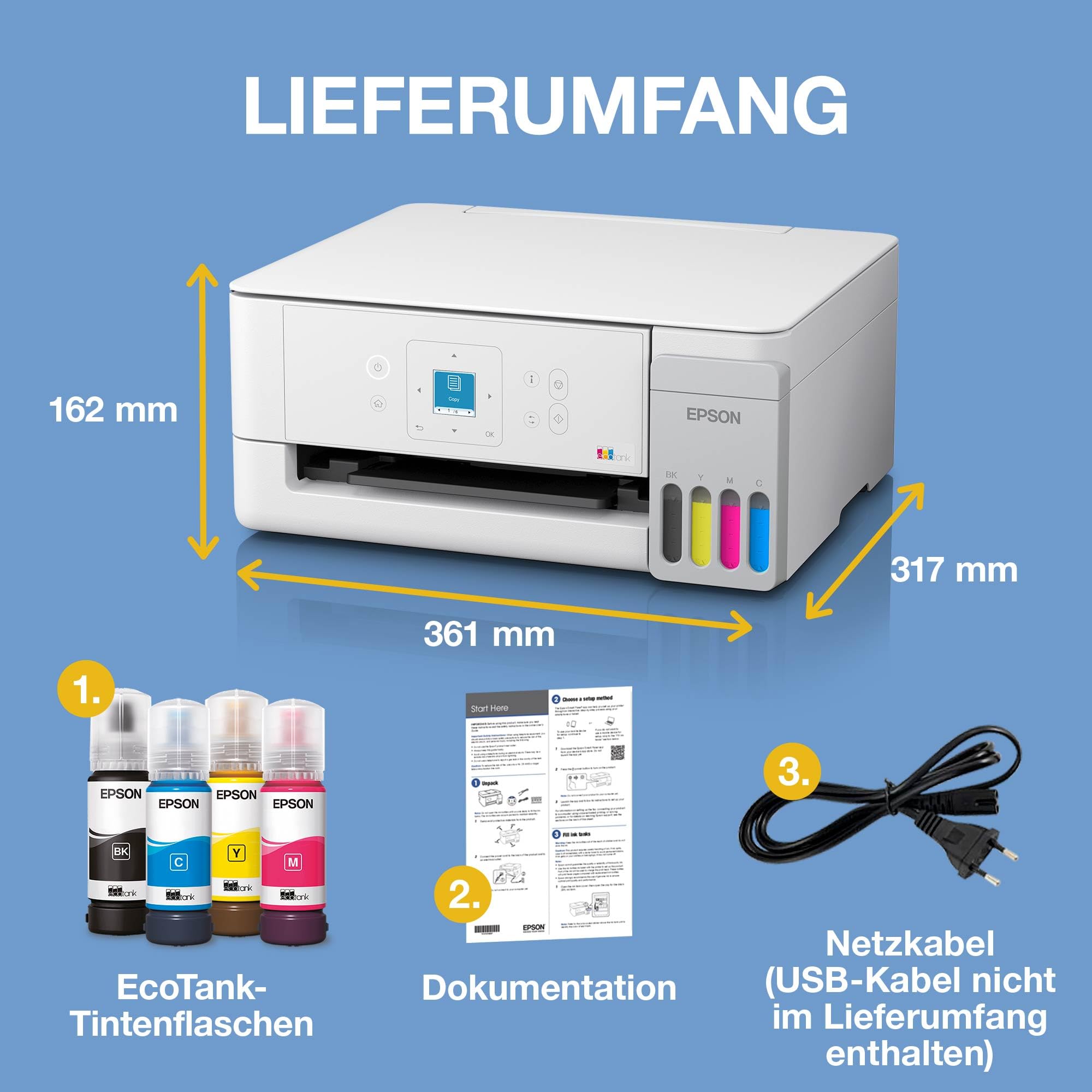 Epson EcoTank ET-2926, Weiß Multifunktionsdrucker