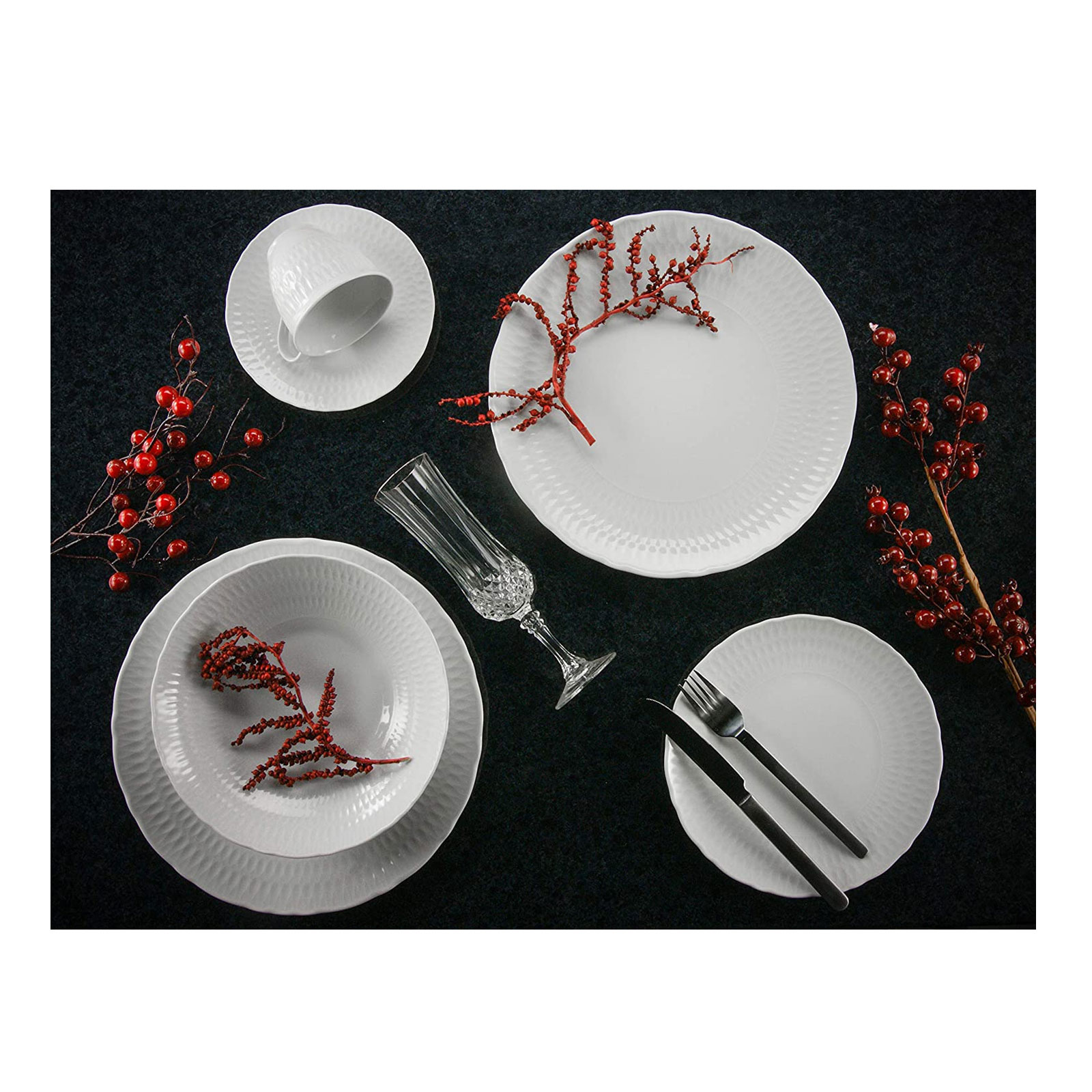 CreaTable, 33069, Serie SOFIA - White, Geschirrset, Kombiservice 8 teilig