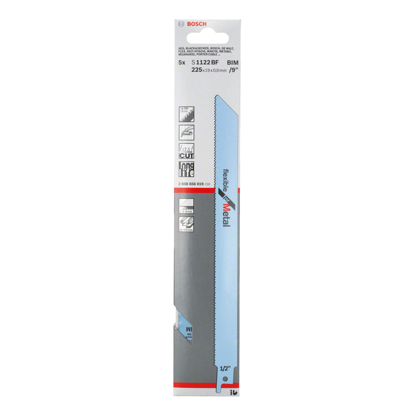 Bosch Professional Saebelsaegeblatt S 1122 BF Flexible for Metal, 5er-Pack