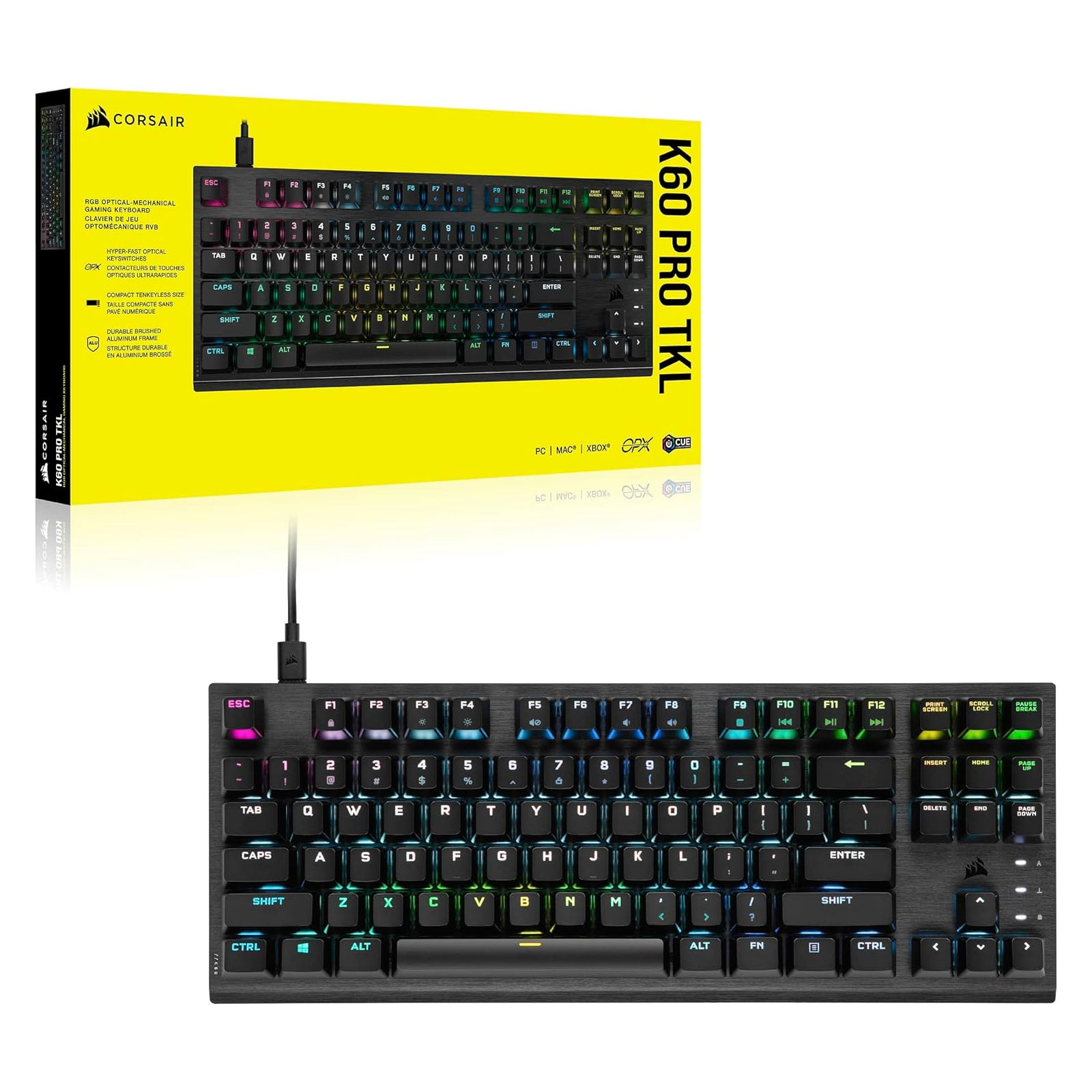 Corsair K60 PRO TKL RGB Optisch-mechanische Gaming-Tastatur Corsair K60 PRO TKL RGB Optisch-mechanische Gaming-Tastatur