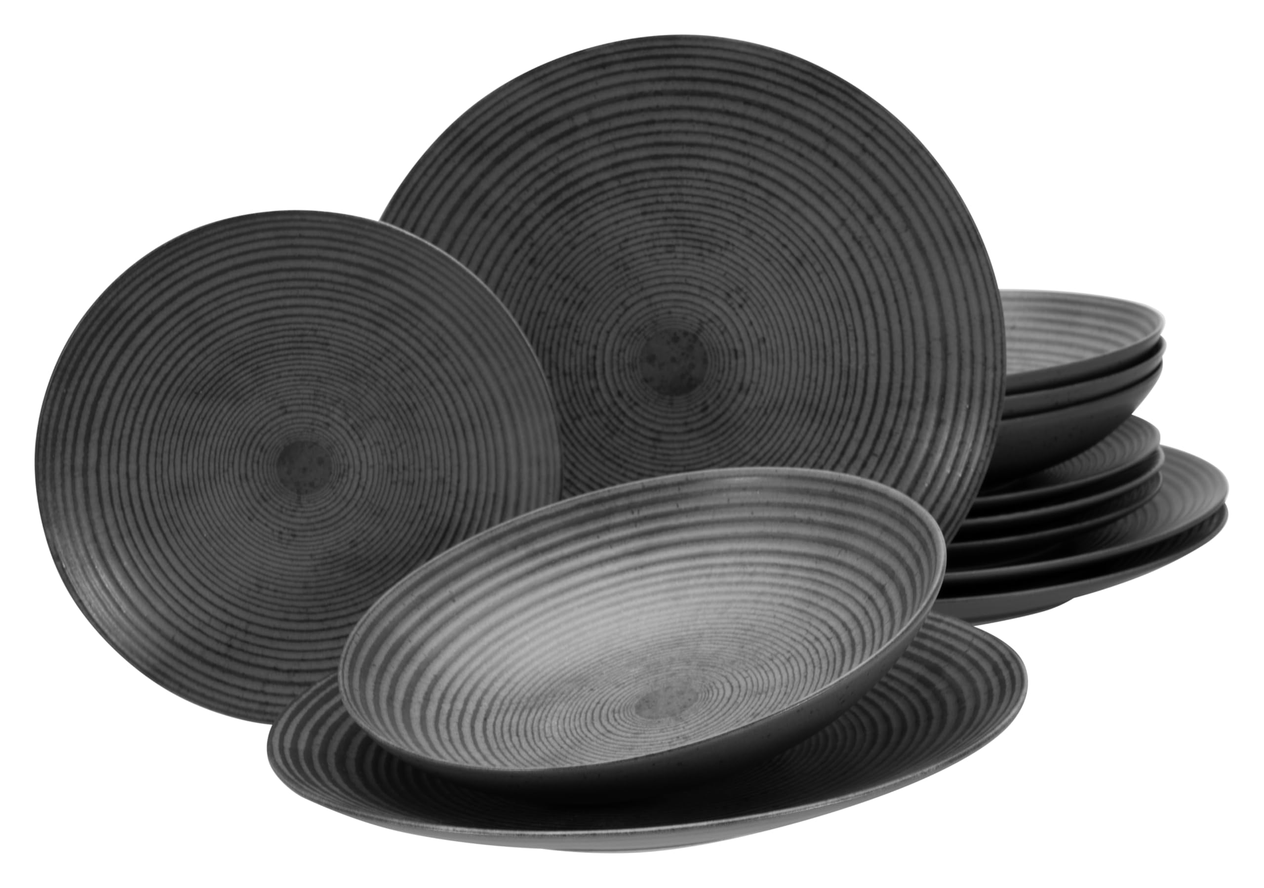 CreaTable, 24345, Serie Catania Anthrazit, 12-tlg Geschirrset für 4 Personen