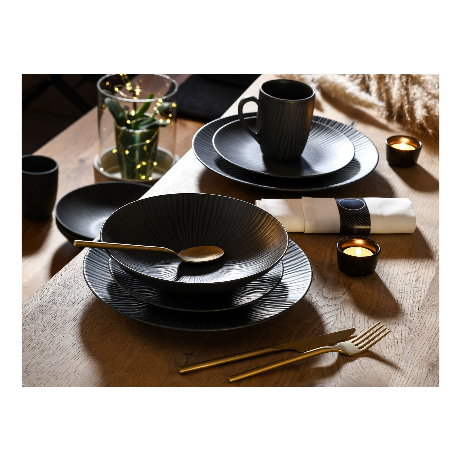 CreaTable 20537 Serie VESUVIO Black Geschirrset 16 teilig