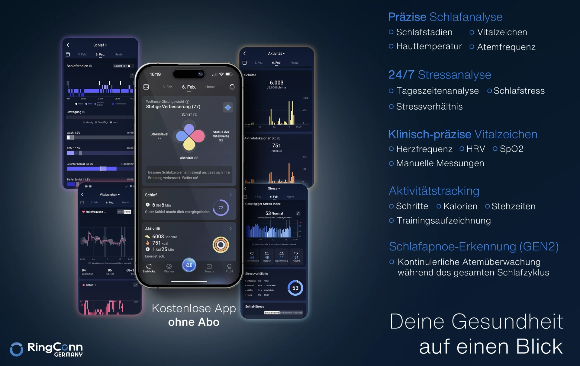 RingConn Smart Ring GEN 2, Future Silver, Gr. 14 Smartring