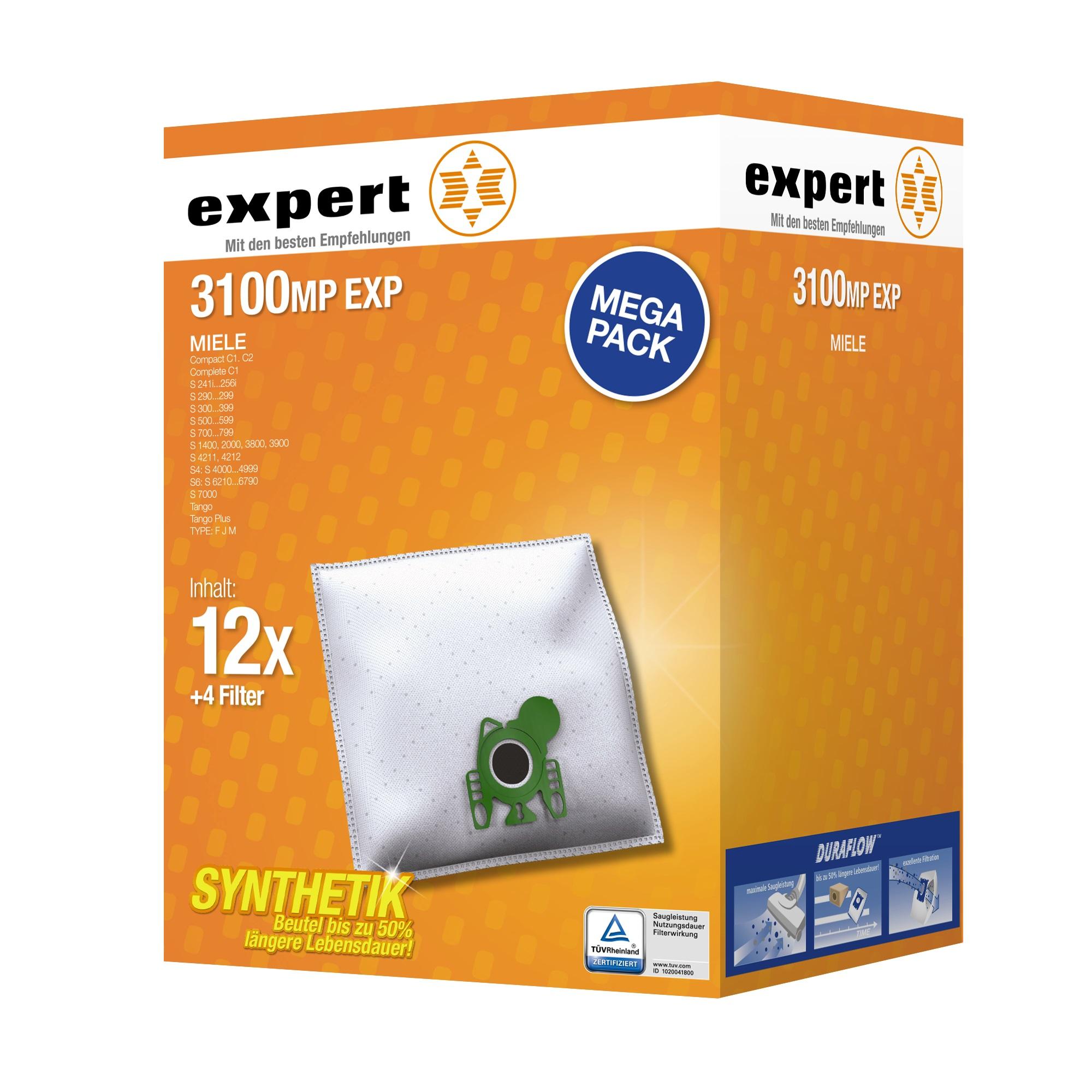 expert 3100MP EXP Staubsaugerbeutel (kompatibel zu ausgewählten Modellen von Miele) - 12 Stück + 4 Filter expert 3100MP EXP Staubsaugerbeutel (kompatibel zu ausgewählten Modellen von Miele) - 12 Stück + 4 Filter
