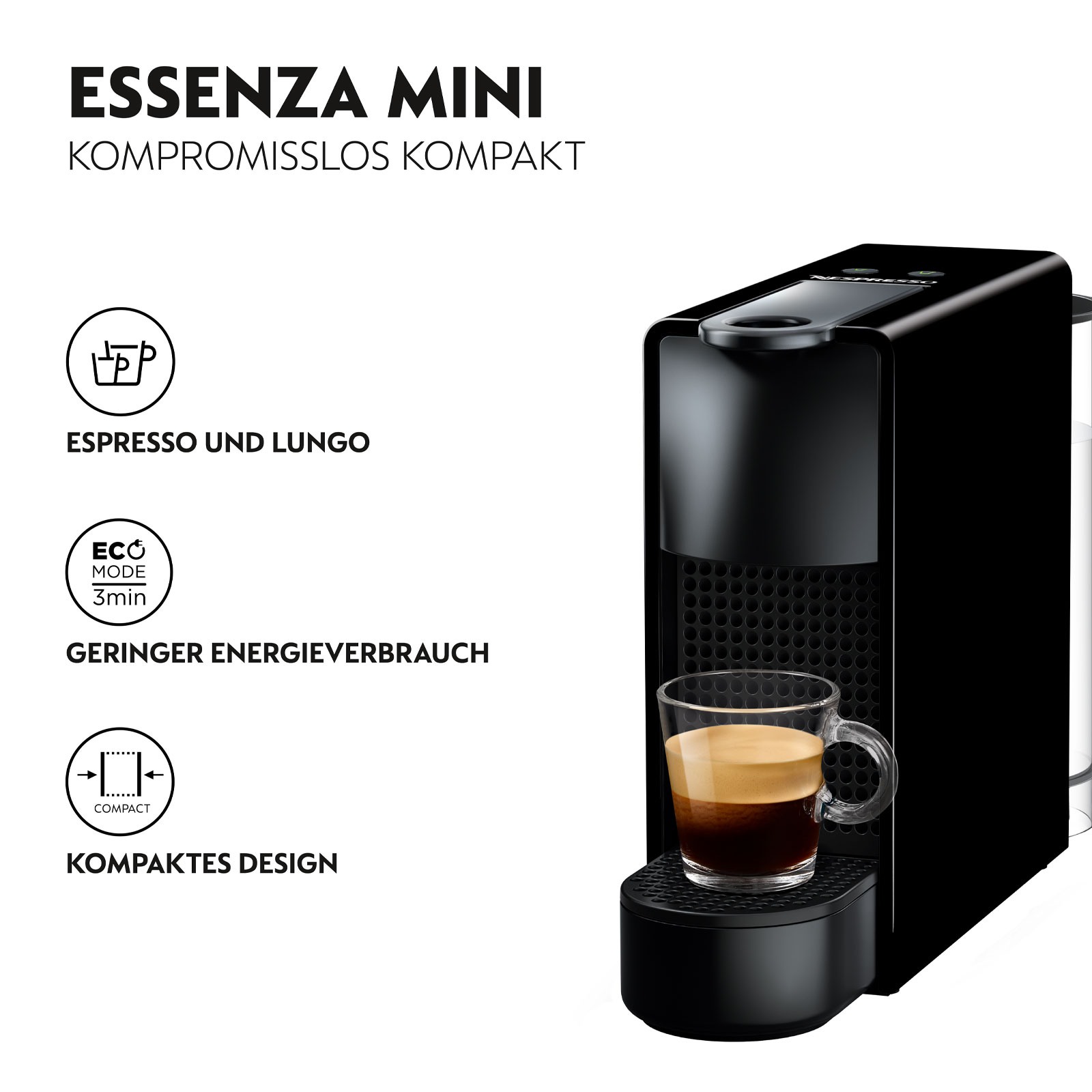 Krups XN1108 Essenza Mini Nespressomaschine Schwarz
