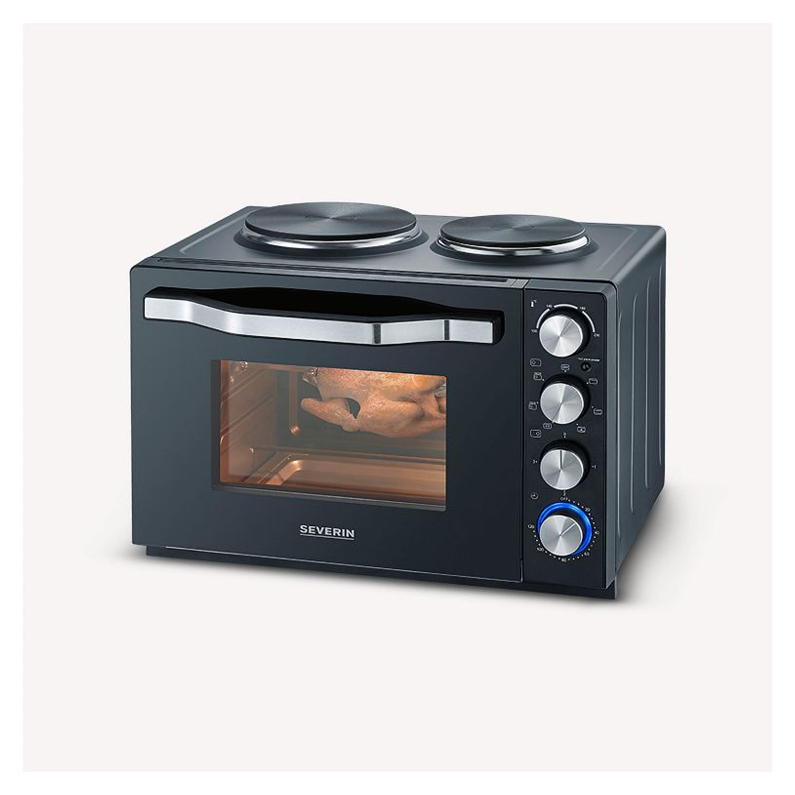 SEVERIN TO 2074 KLEINKÜCHE (2500 W, 30 l, schwarz, Oberhitze und Unterhitze, mit Umluft, Timer, Drehspieß, Backblech)