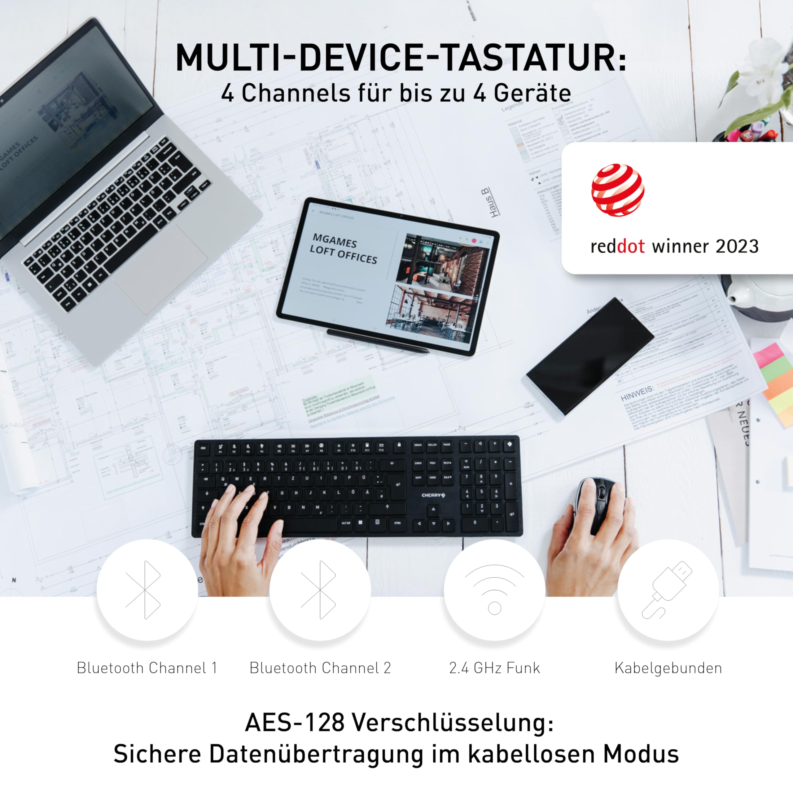 CHERRY KW X ULP, Ultra Flache Mechanische High-End-Tastatur, Deutsches Layout