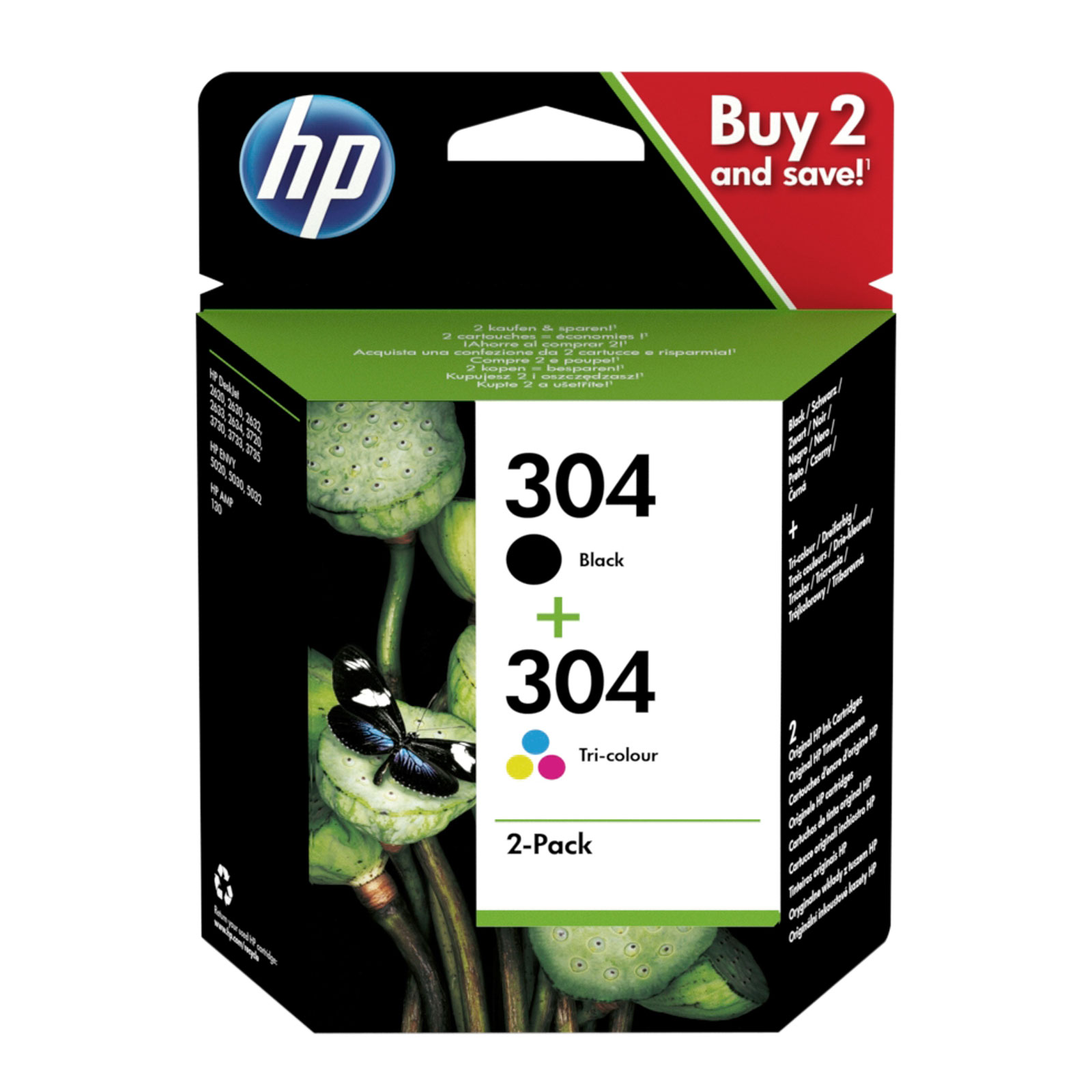 HP 304 2er-Pack schwarz/cyan/magenta/gelb Druckerpatrone