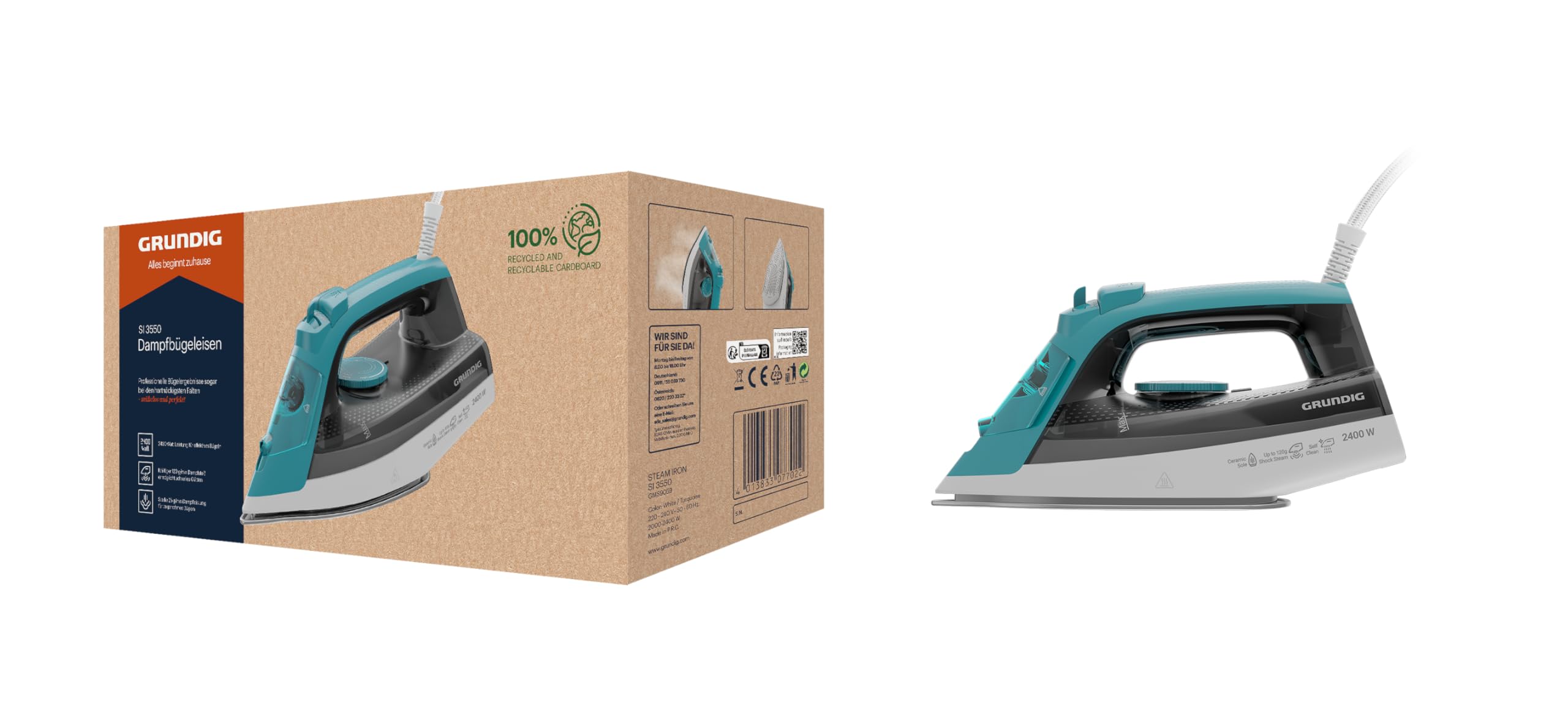 GRUNDIG SI 3550 Dampfbügeleisen, 2.400 W