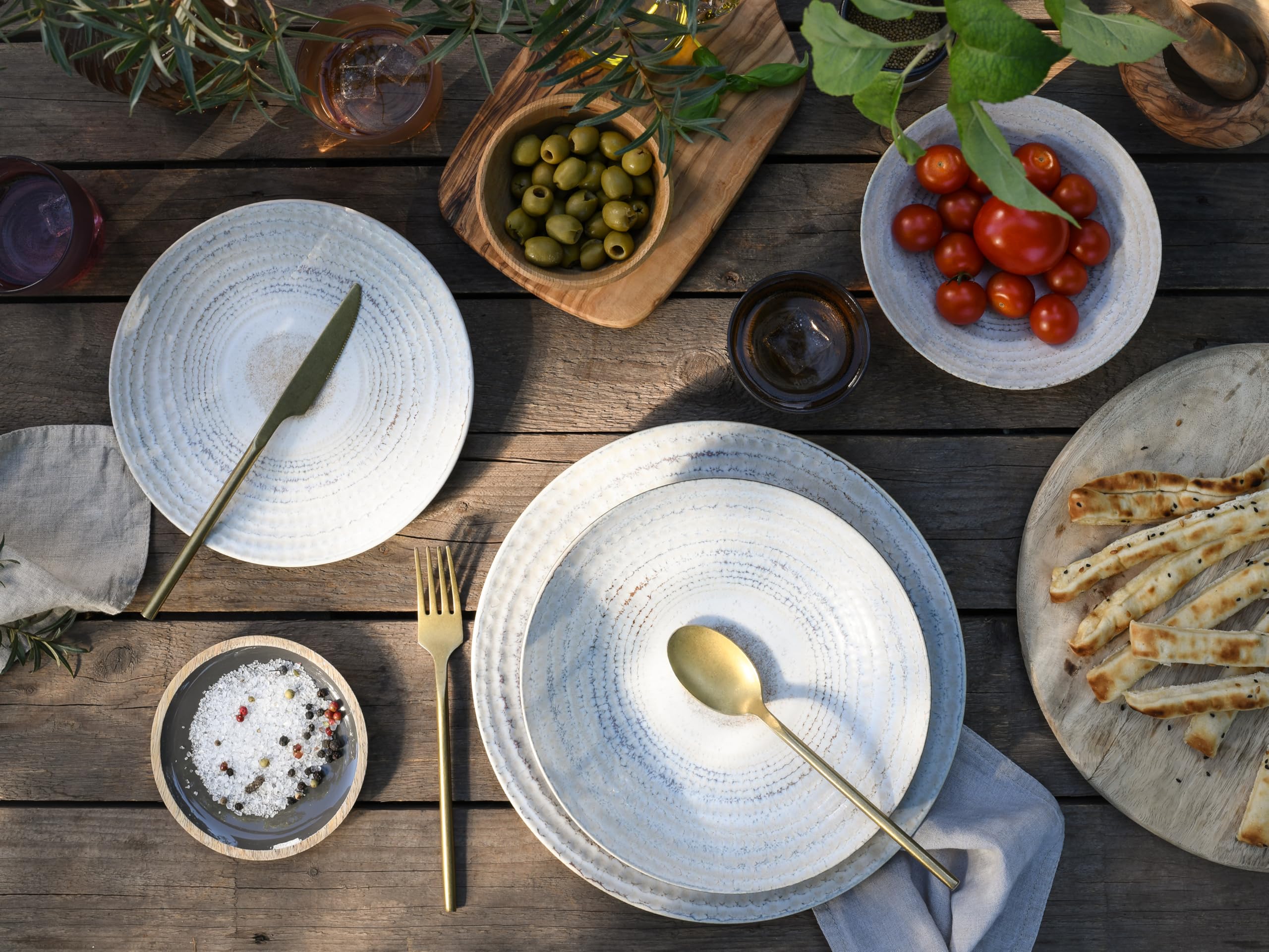 CreaTable, 24855, Serie Neapel Offwhite, 16-teiliges Geschirrset für 4 Personen
