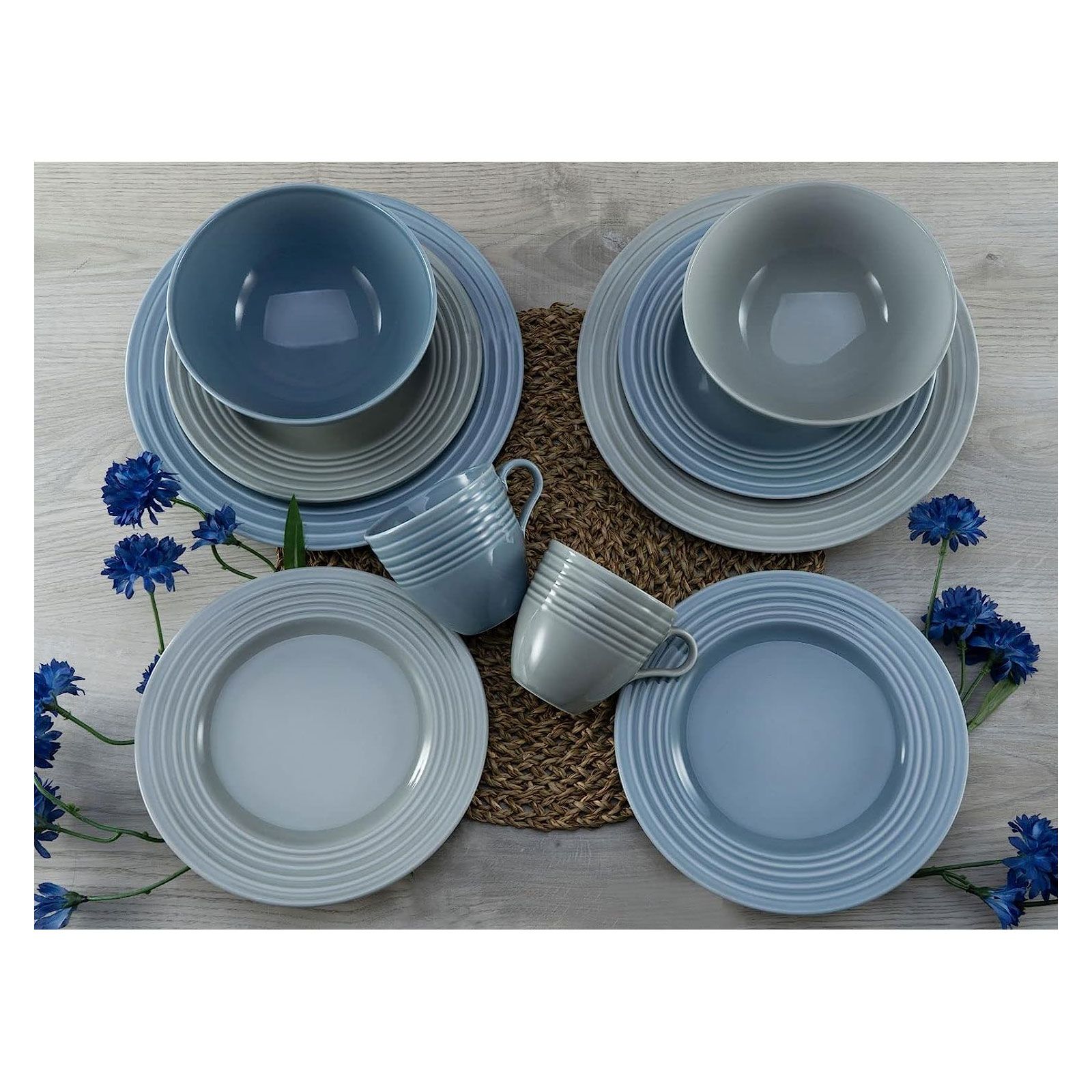 CreaTable Kombiservice Stripes, blau  16-teilig