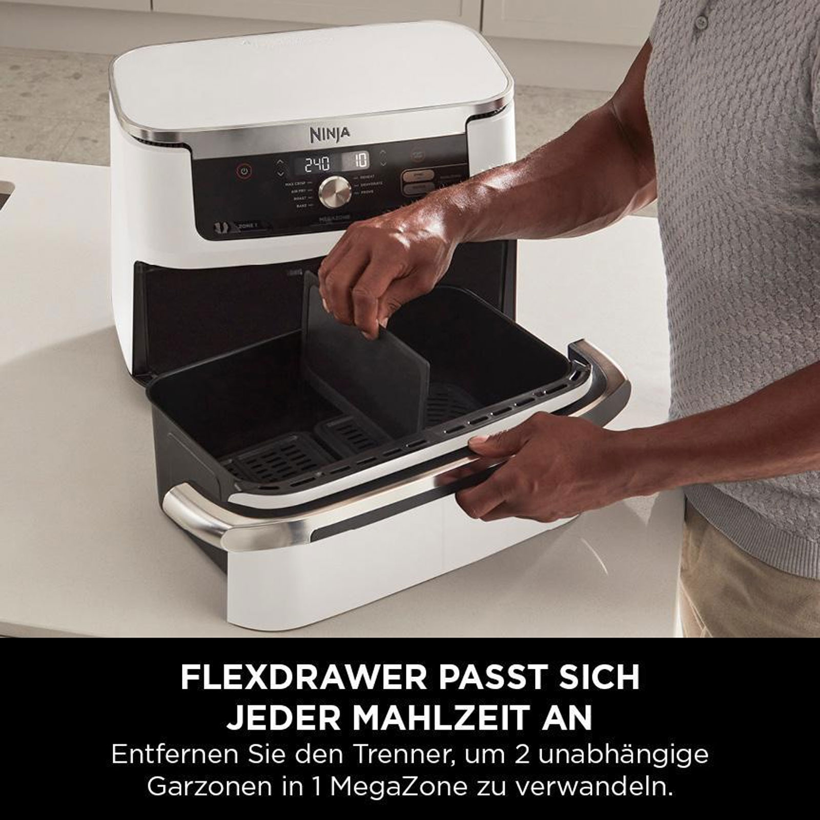 Ninja AF500EUWH Foodi FlexDrawer Doppel-Heißluftfritteuse