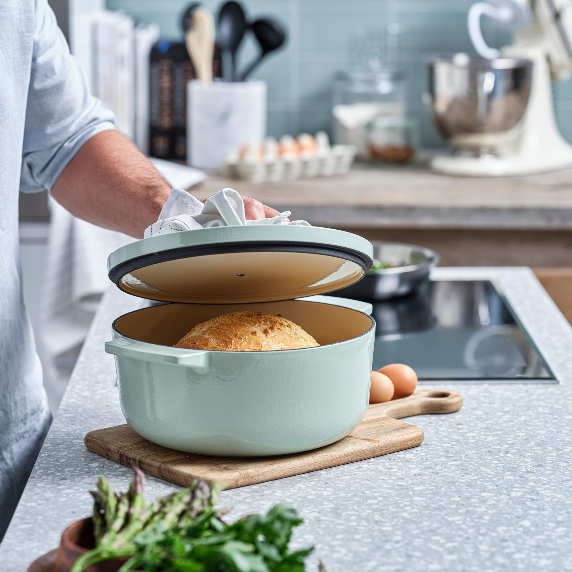 KitchenAid CC007434-001 Bräter mit Deckel - Rund - 5.2L 26cm Hellgrün