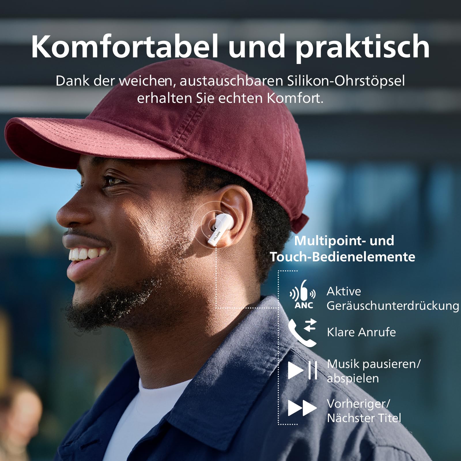 Philips TAT2520 True Wireless Bluetooth-In-Ohr-Hörer mit Geräuschunterdrückung