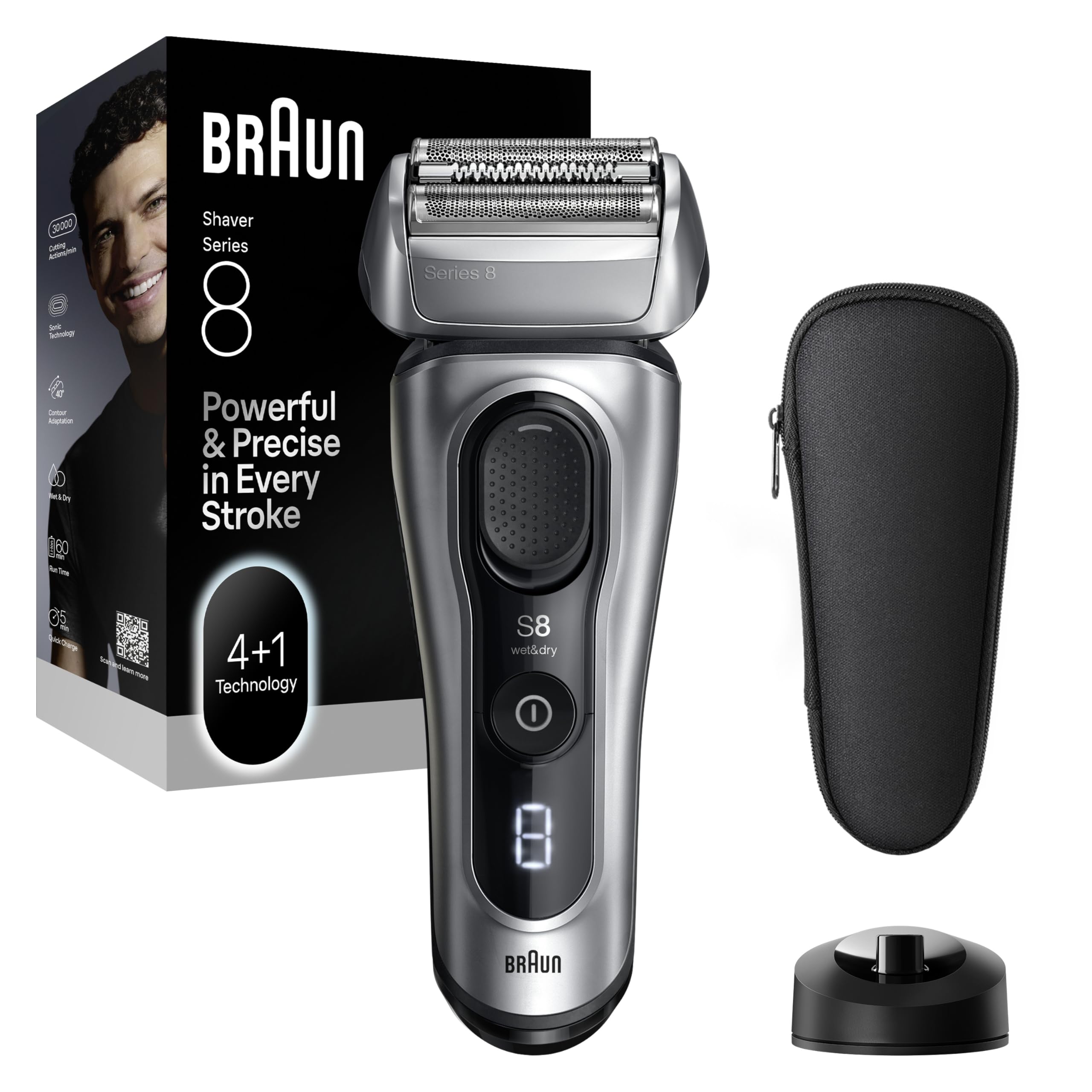 BRAUN Series 8 Elektrorasierer, SensoAdapt, Ladeständer, 8617s Herrenrasierer