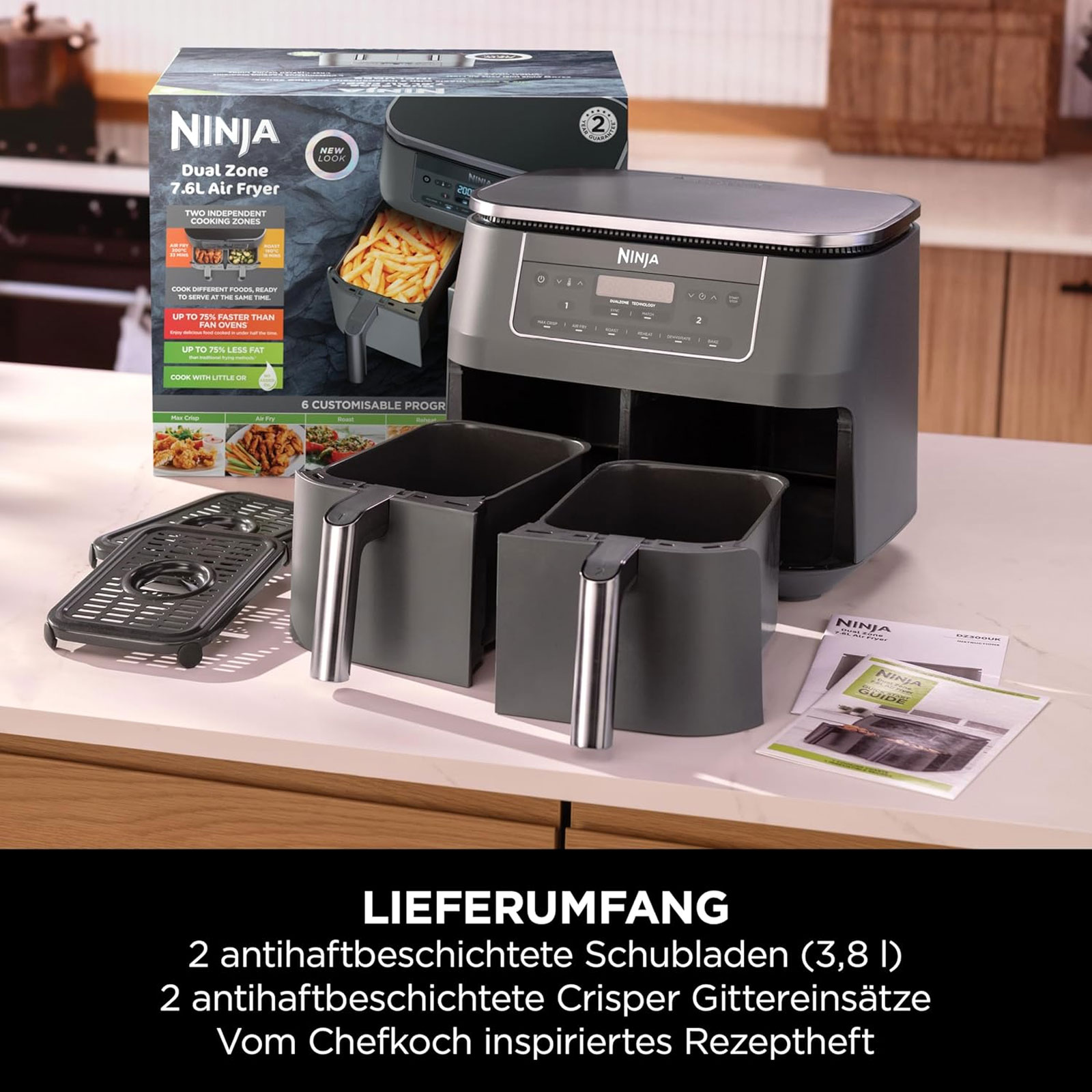 Ninja DZ300EU Doppel-Heißluftfritteuse