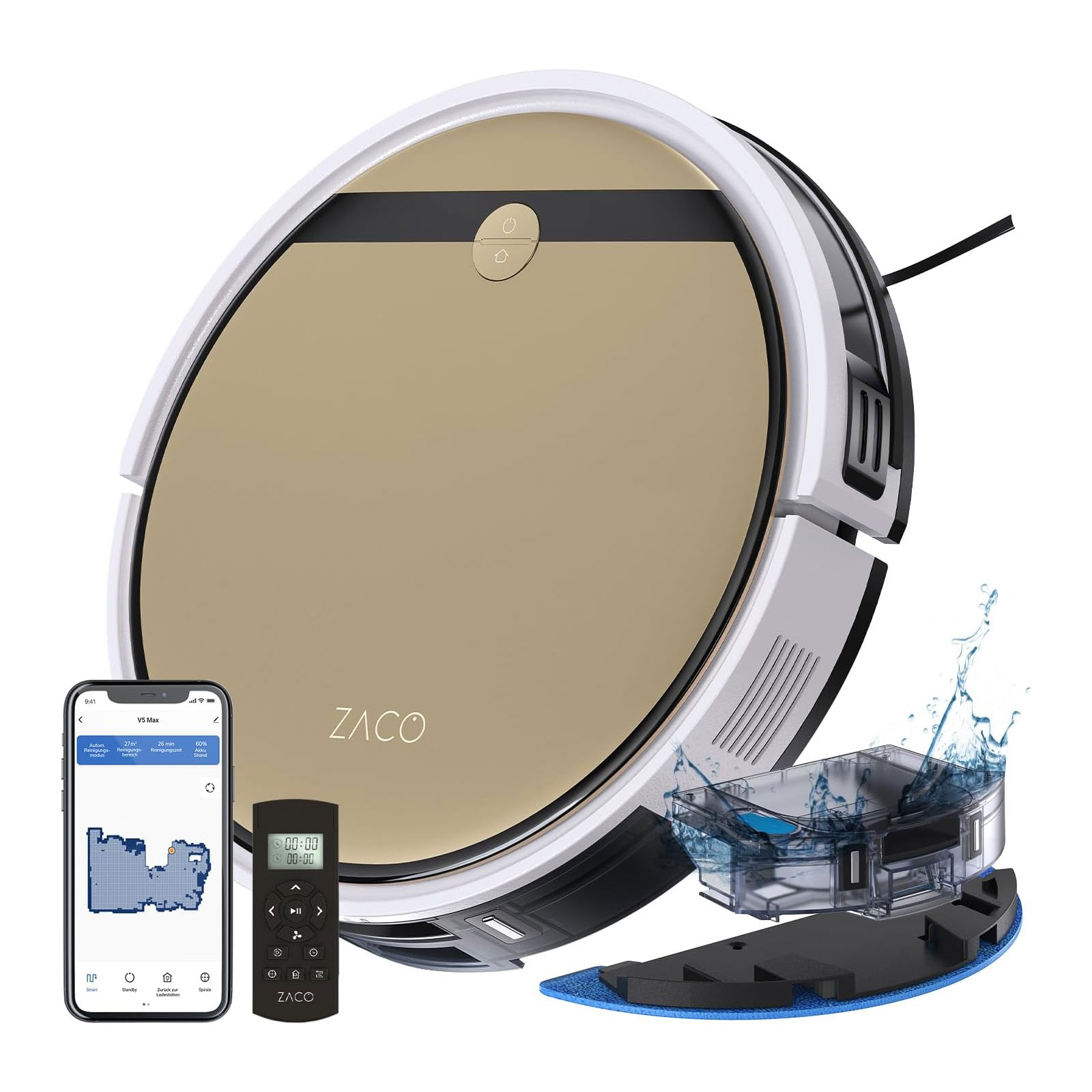 ZACO V5 Max Saugroboter mit Wischfunktion