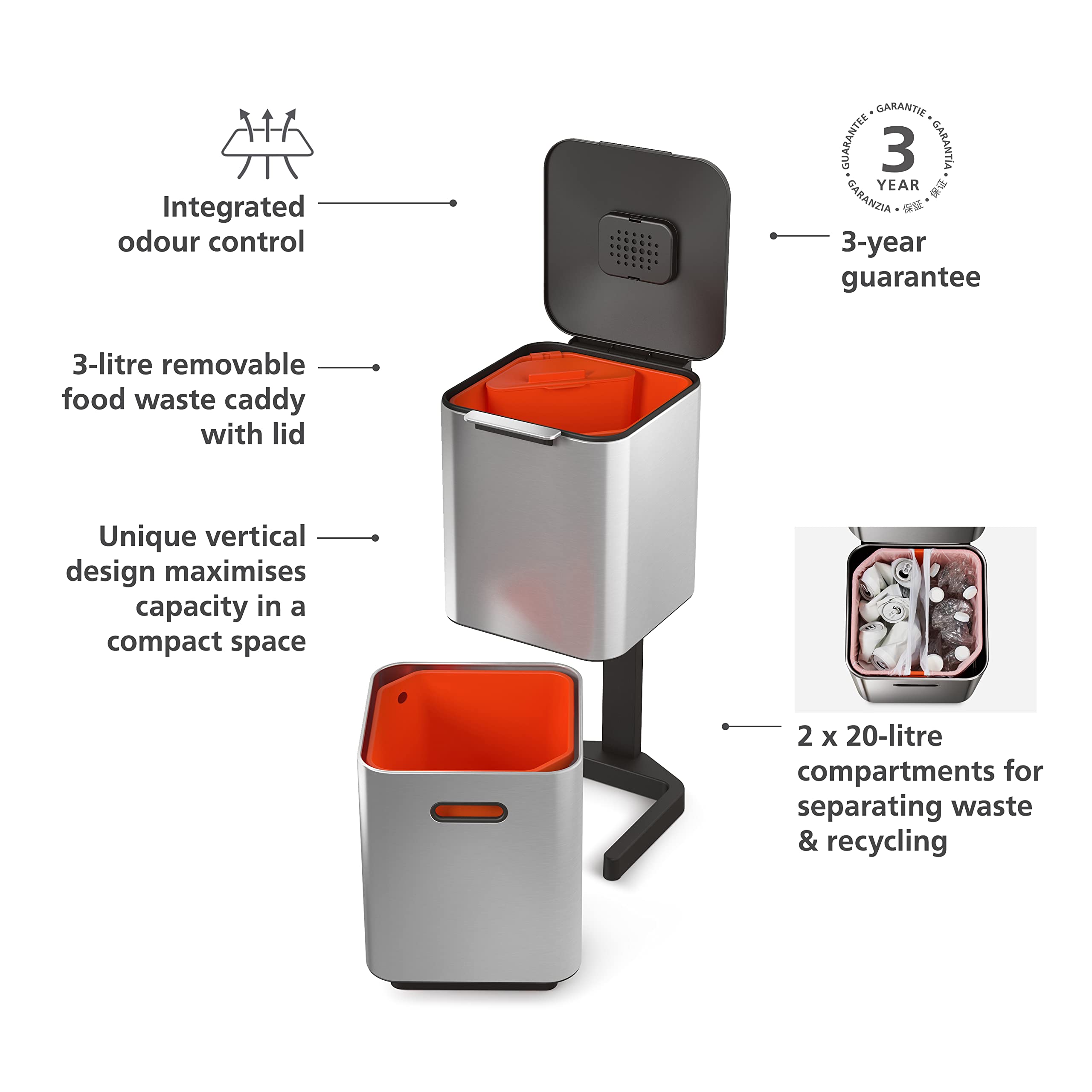 Joseph Joseph IntelligentWaste Totem Compact 40 Mülltrennsystem
