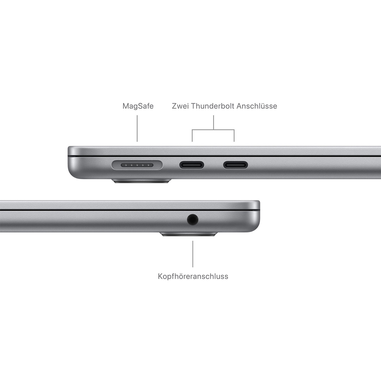 Apple MacBook Air, 13 Zoll, 2024, Space Grau, M3, 8-Core CPU, 10-Core GPU, 16 GB, 1 TB SSD (35 Watt Dual USB-C Netzteil)