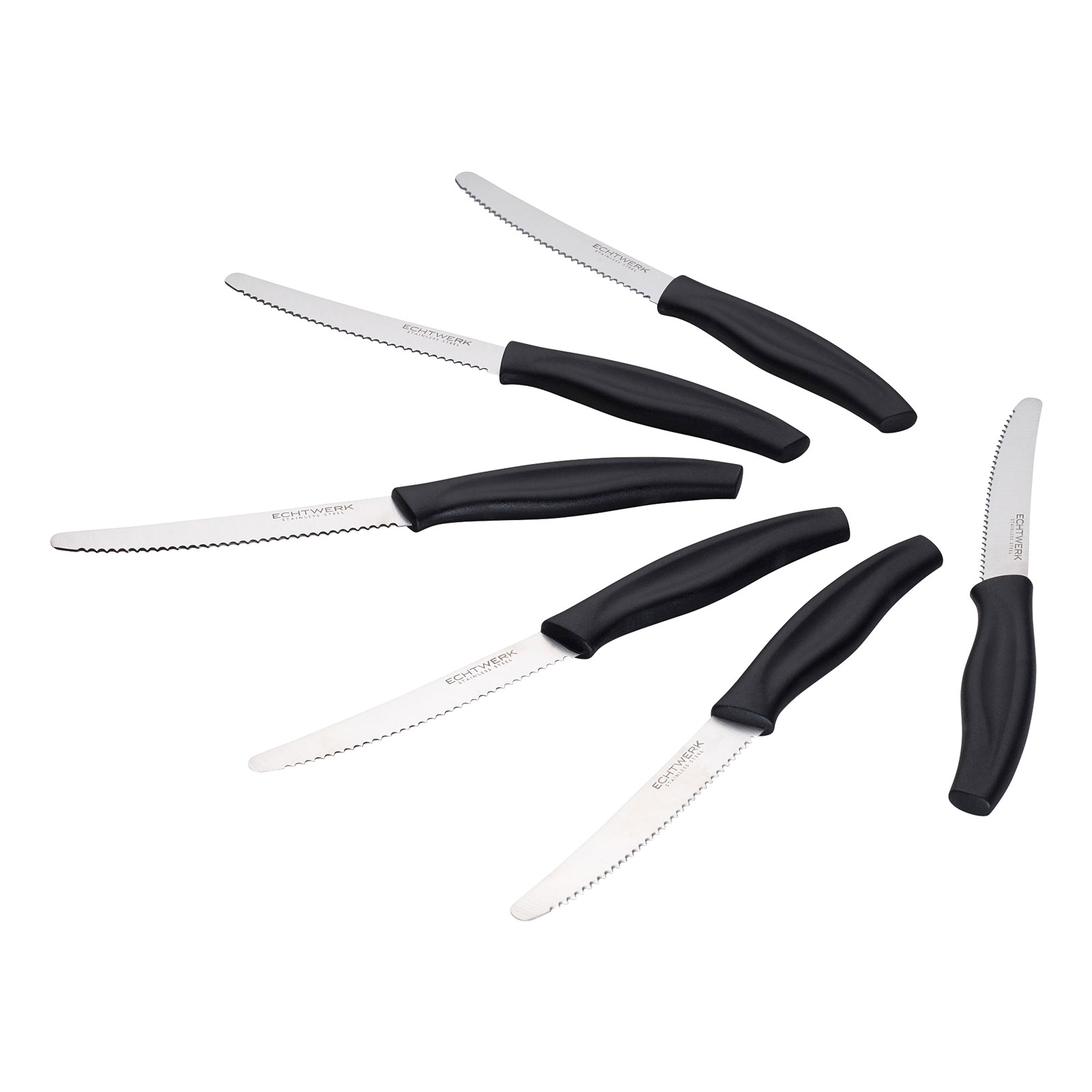Echtwerk Brötchenmesser/ Frühstücksmesser 6 Stk. Edelstahl Wellenschliff