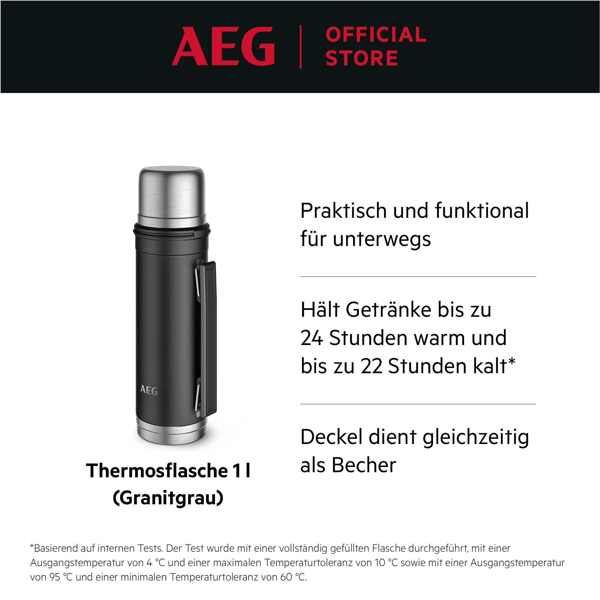 AEG ATHJ02 Thermosflasche, 1 l Fassungsvermögen, Schwarz