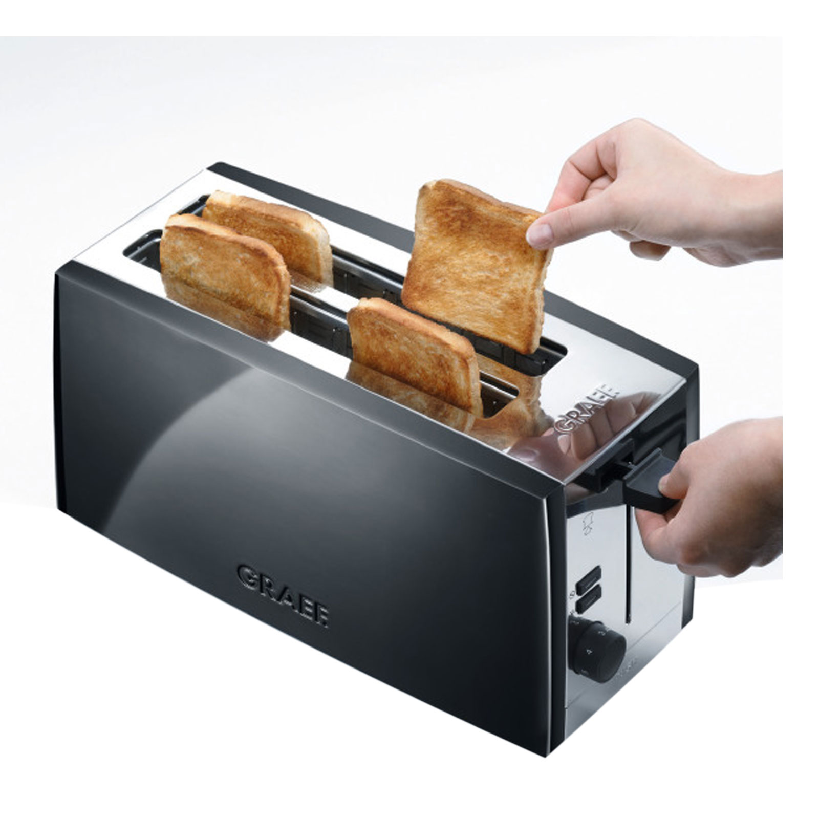 GRAEF TO 102 4-Scheiben-Toaster schwarz / Edelstahl