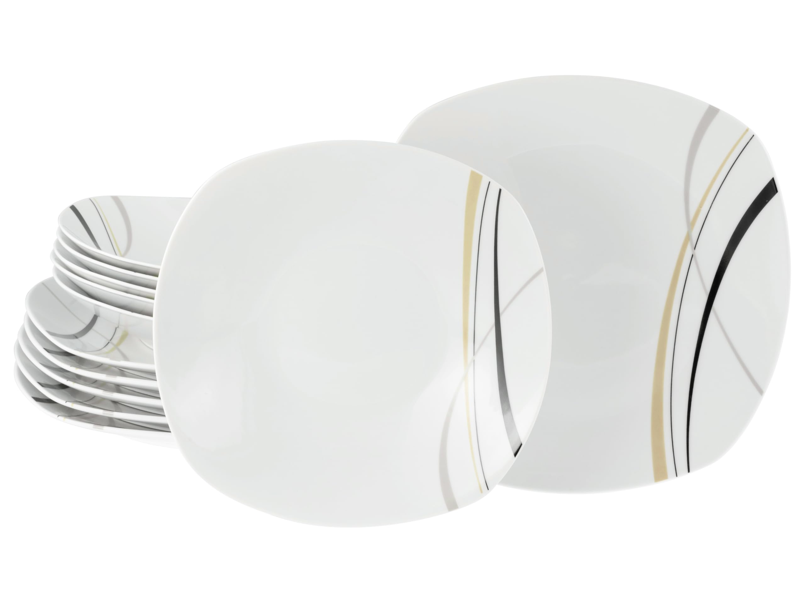 CreaTable 24029 Tafelservice Serie Square City Line 12-tlg. für 6 Personen