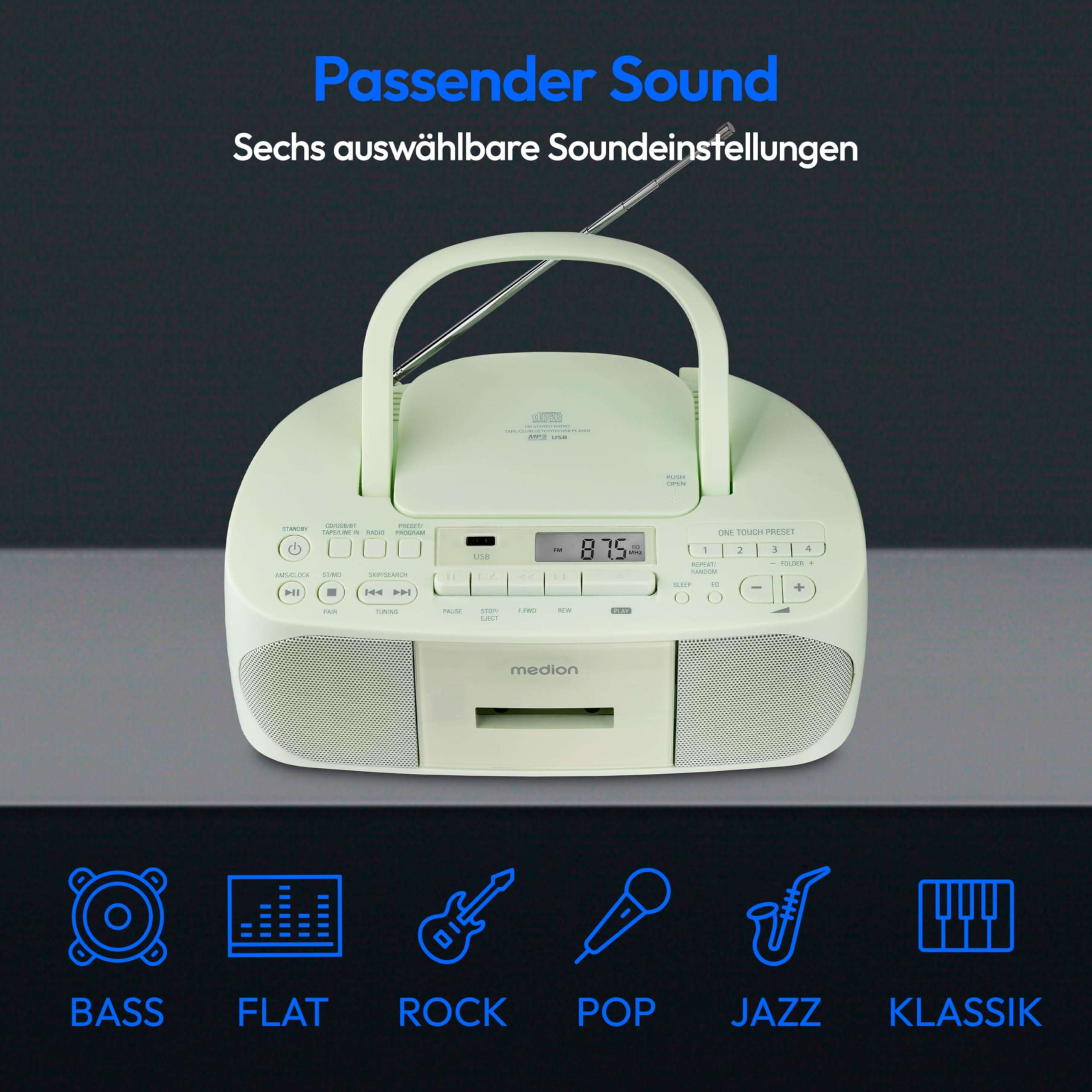 Medion LIFE E65010 Boombox Radiorekorder USB mit CD-Spieler und Kassettendeck