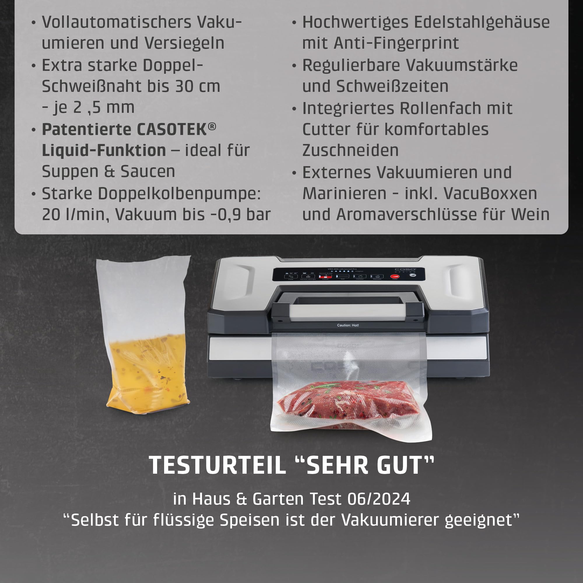 CASO VRH 800 Advanced Pro Vakuumierer – Flüssigkeiten vakuumieren