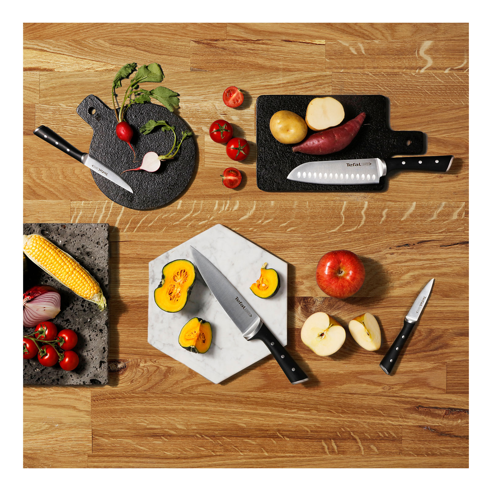 Tefal K232S374 Ice Force 3er Set (Koch- / Santoku- / Universalmesser)