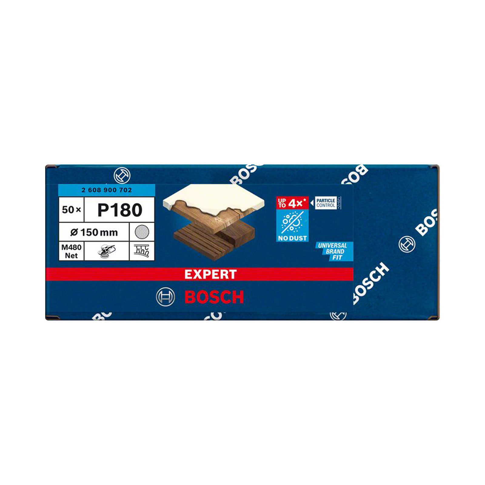 Bosch Professional Expert M480 Schleifnetz fuer Exzenterschleifer, 150 mm, G 180, 50 Stueck