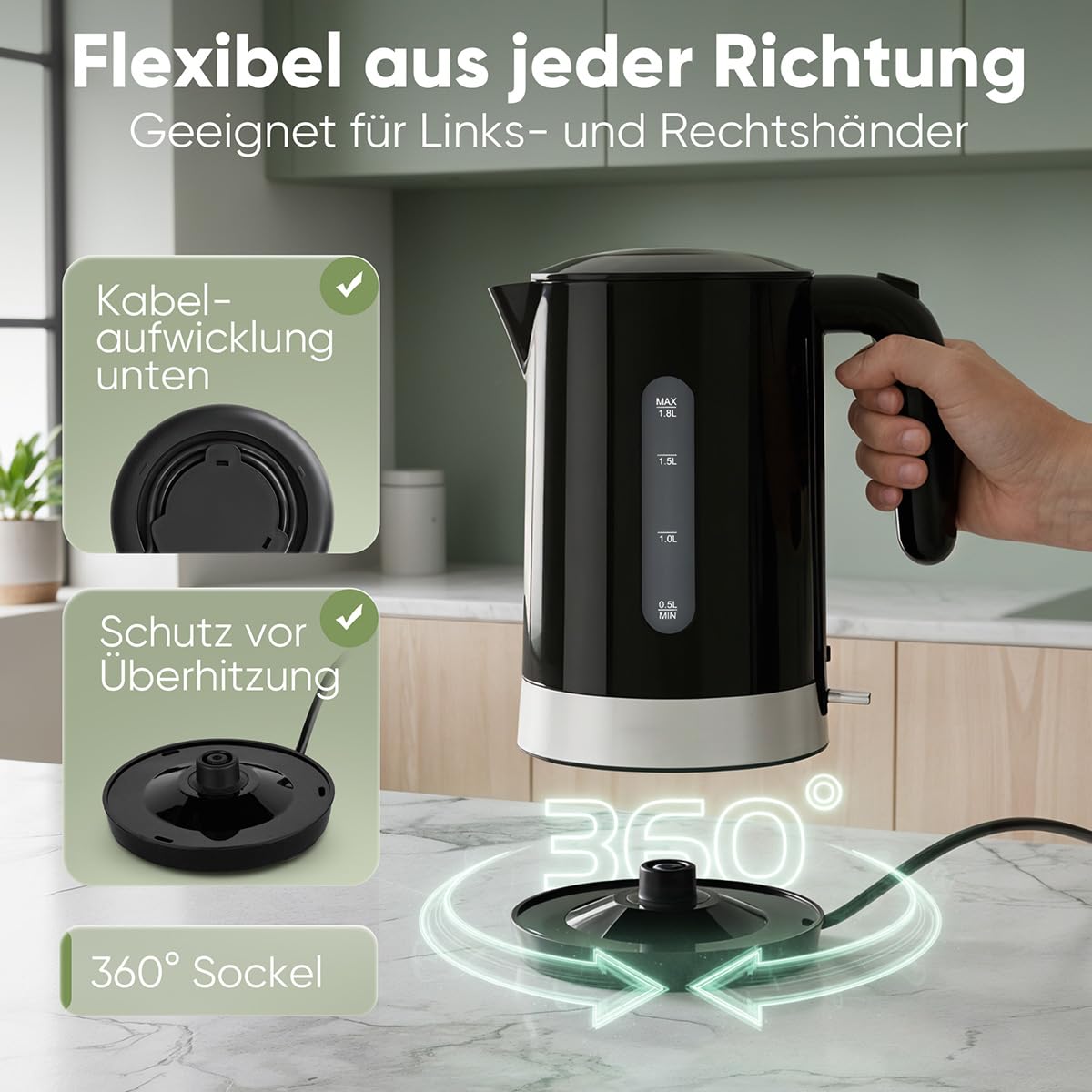CLATRONIC WK 3840 Wasserkocher (1,8 Liter, 2200 W)