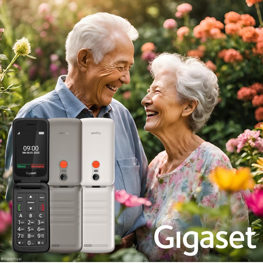 Gigaset GL595 Flip Mobiltelefon einfache Bedienung für Senioren Titanium