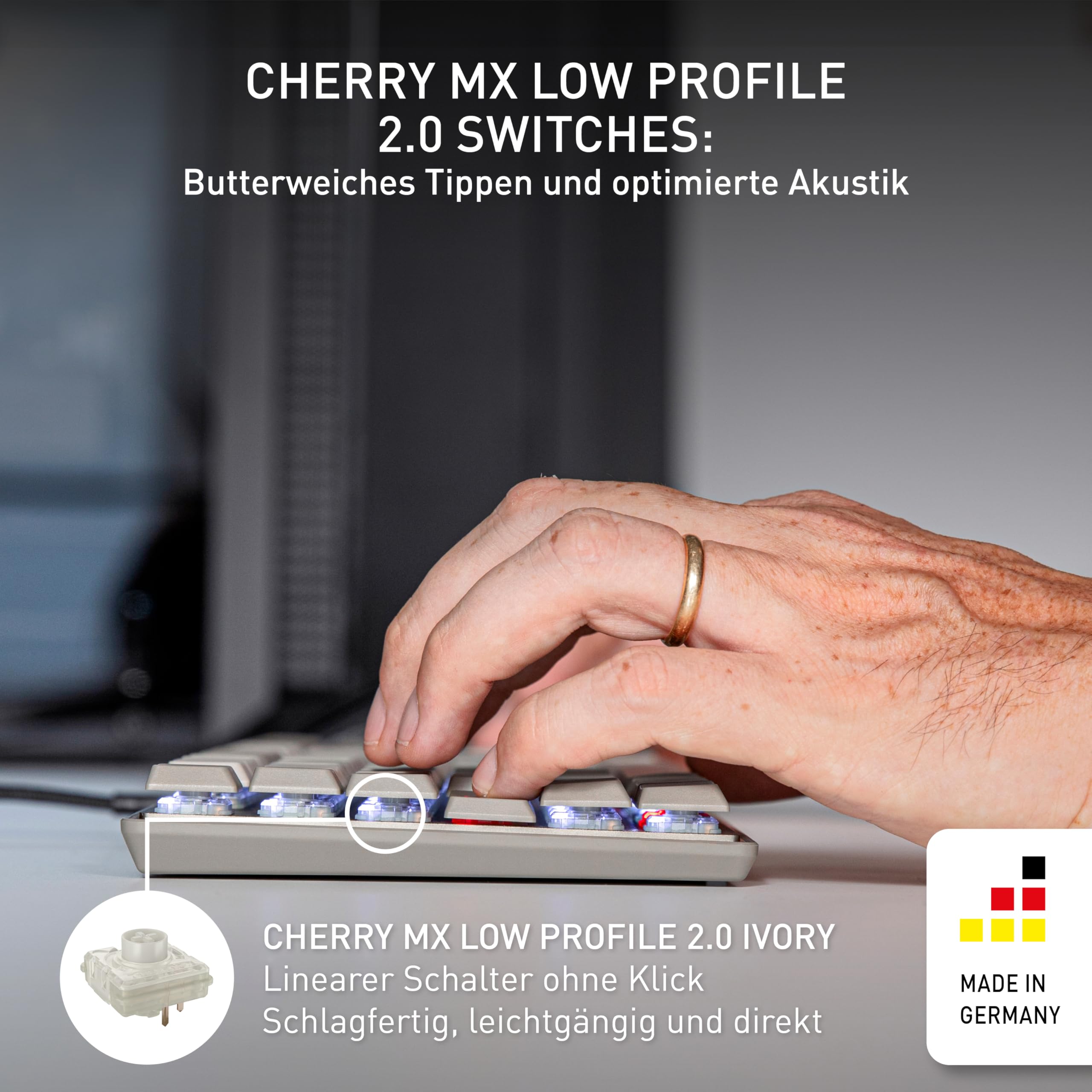 CHERRY KC 500 MX LP, Mechanische Low-Profile-Tastatur, Deutsches Layout (QWERTZ)