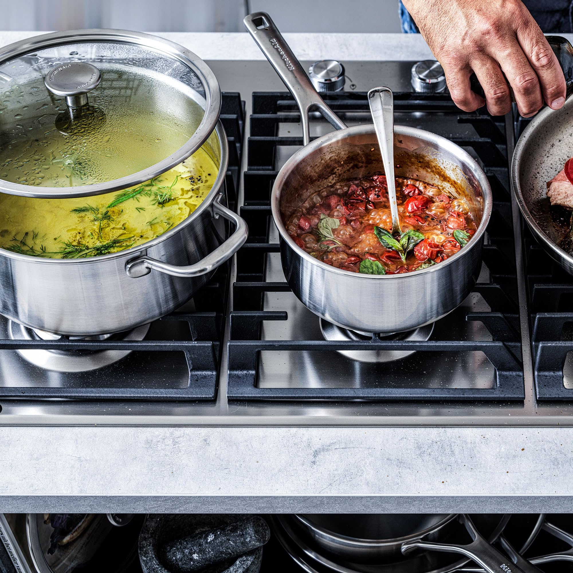 KitchenAid CC003260-001 Kasserolle mit Glasdeckel 4.9L 24cm Edelstahl