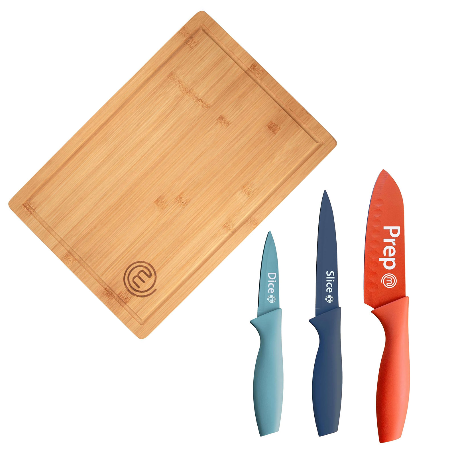 MasterChef FSC Bamboo Board + 3 pcs Knives Set Captions Vivid EU