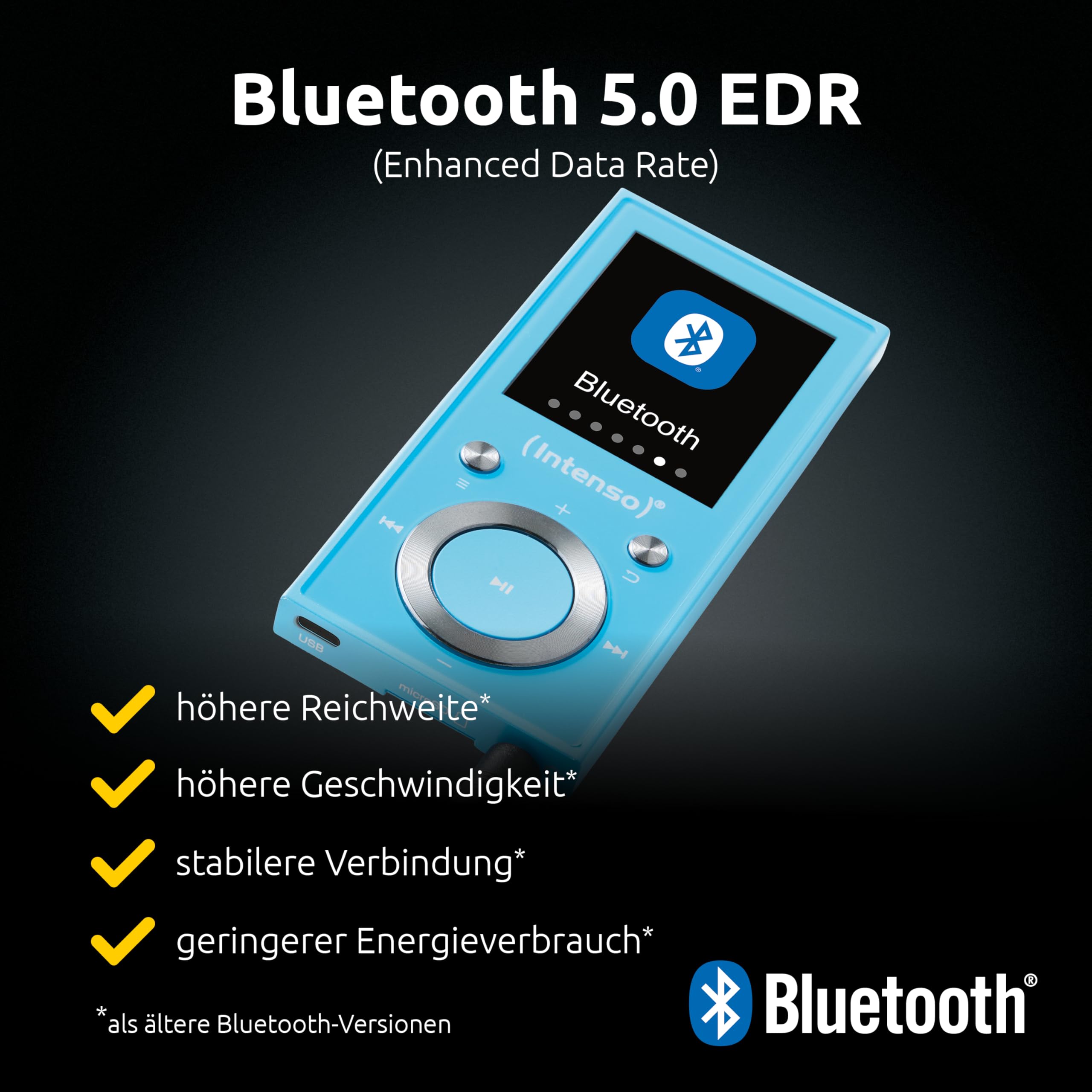 Intenso Video Scooter BT MP3 Player mit Bluetooth 5.0, 1,8 Zoll Farbdisplay