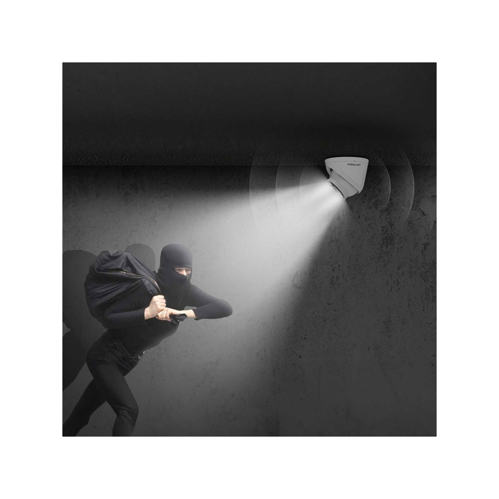 Foscam T8EP, 8 MP PoE-Überwachungskamera mit integriertem Scheinwerfer und Alarmsirene, Schwarz