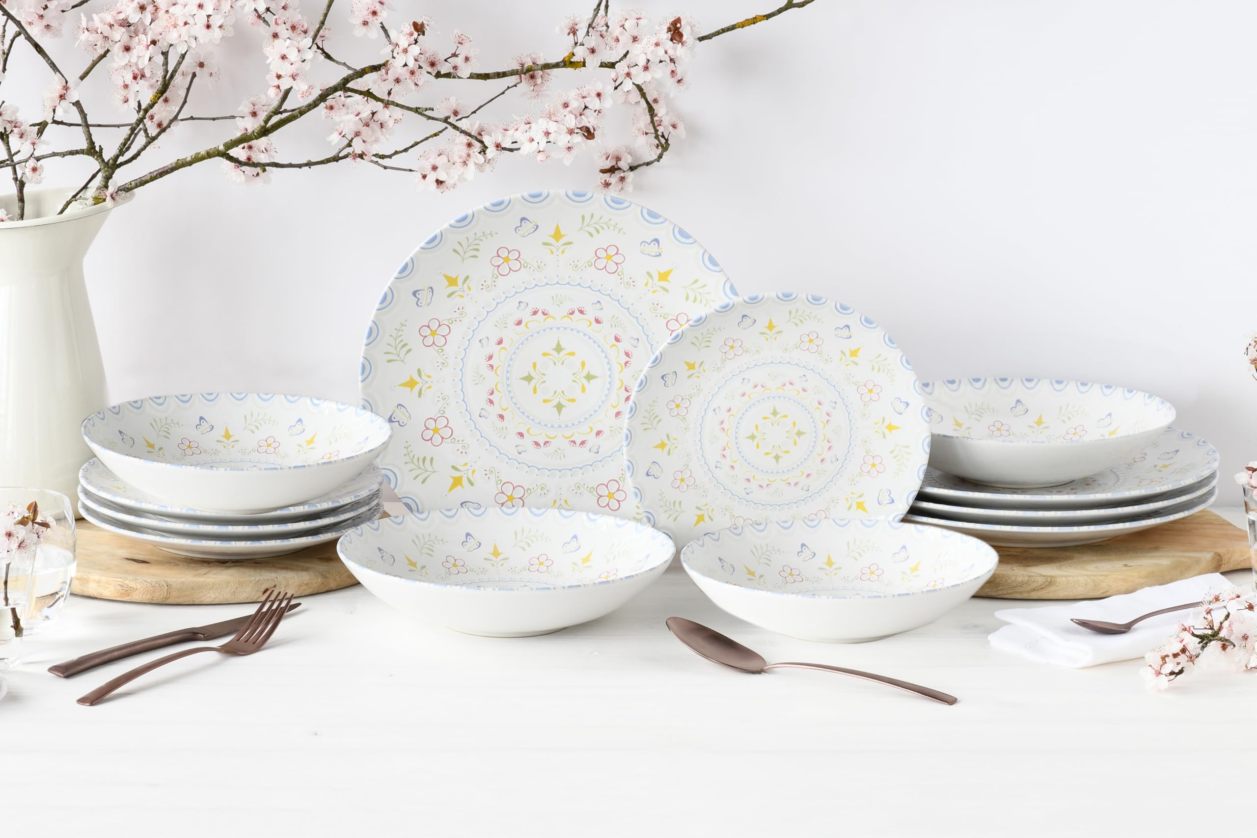CreaTable, 24868, Serie Primavera, 12-teiliges Geschirrset für 4 Personen