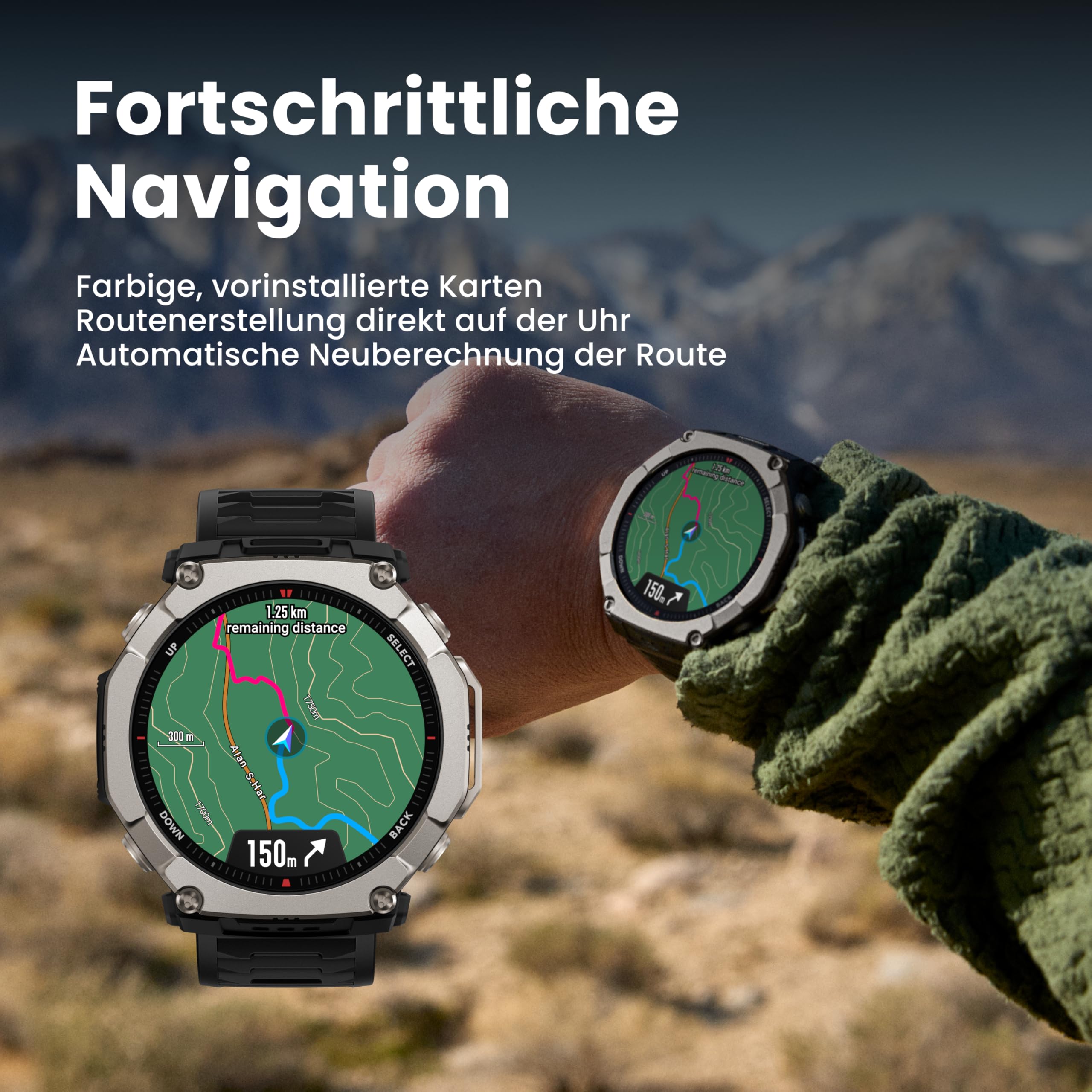 Amazfit T-Rex Ultra 2 Dualband-GPS Outdoor Smartwatch, 51 mm Titangehäuse