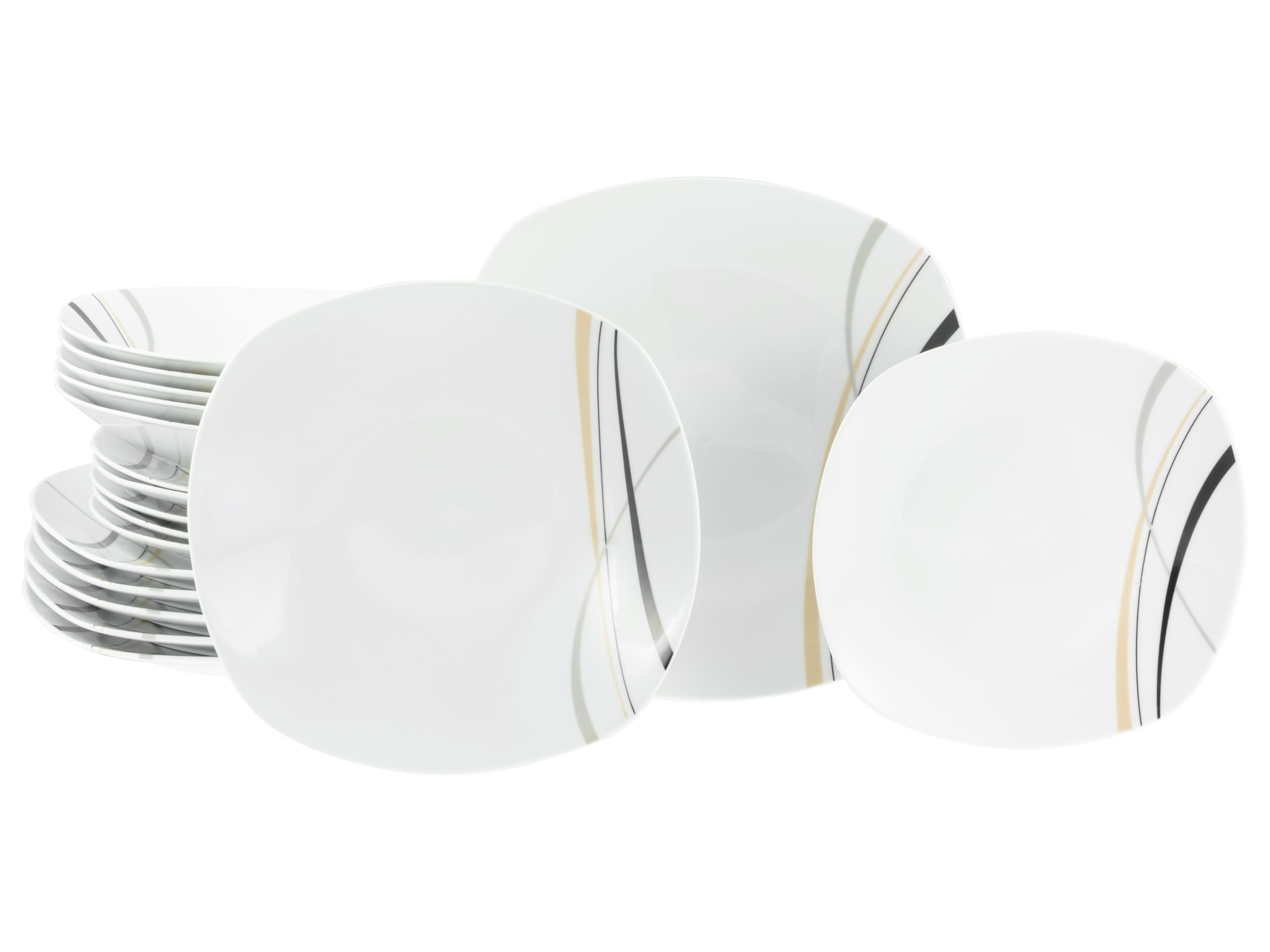 CreaTable 24031 Teller Set Serie Square City Line 18-tlg. 6 Personen