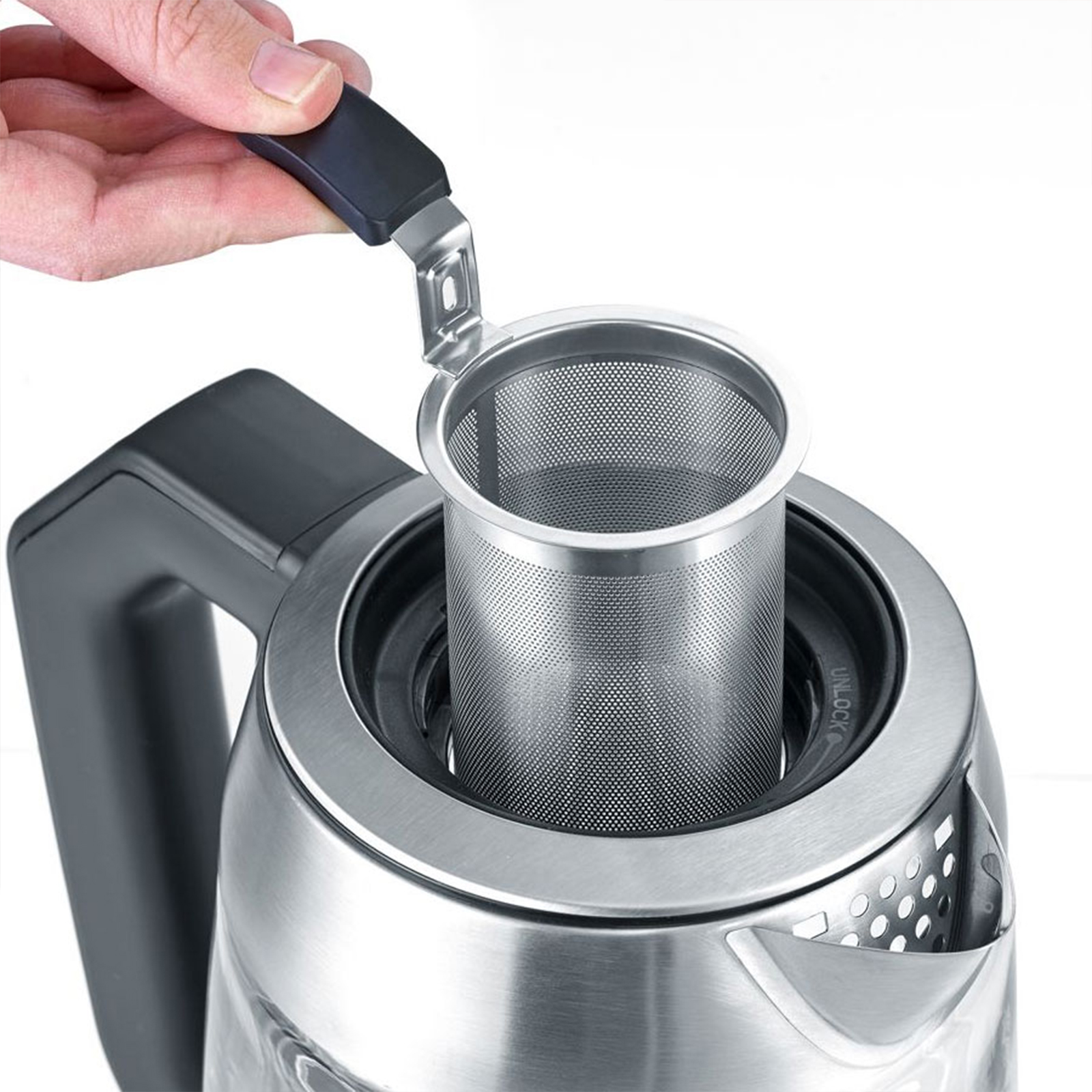 SEVERIN WK 3479 Glas Tee- und Wasserkocher 1,7L Deluxe Edelstahl/schwarz