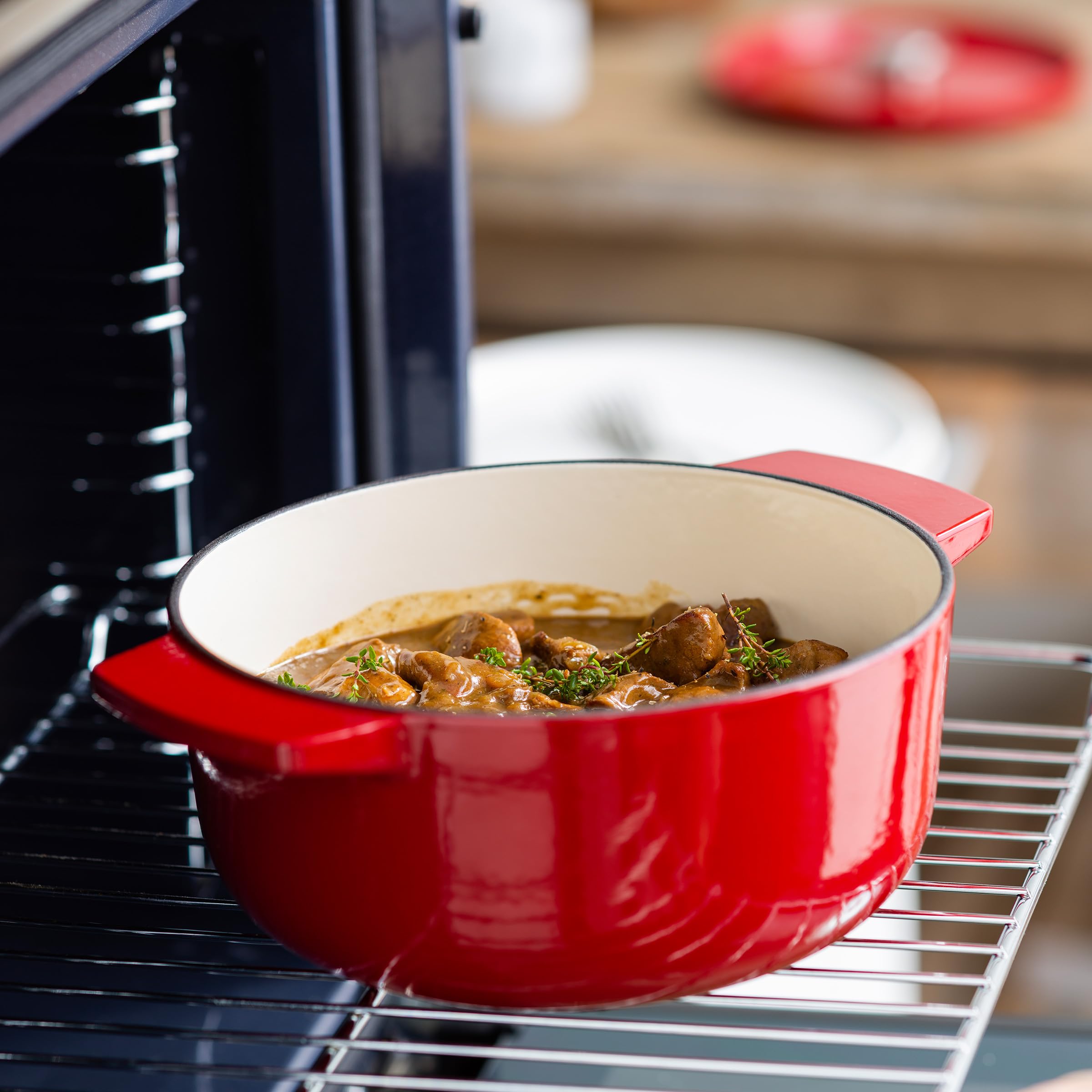 KitchenAid CC006057-001 Bräter mit Deckel - Rund - 3.3L 22cm Rot