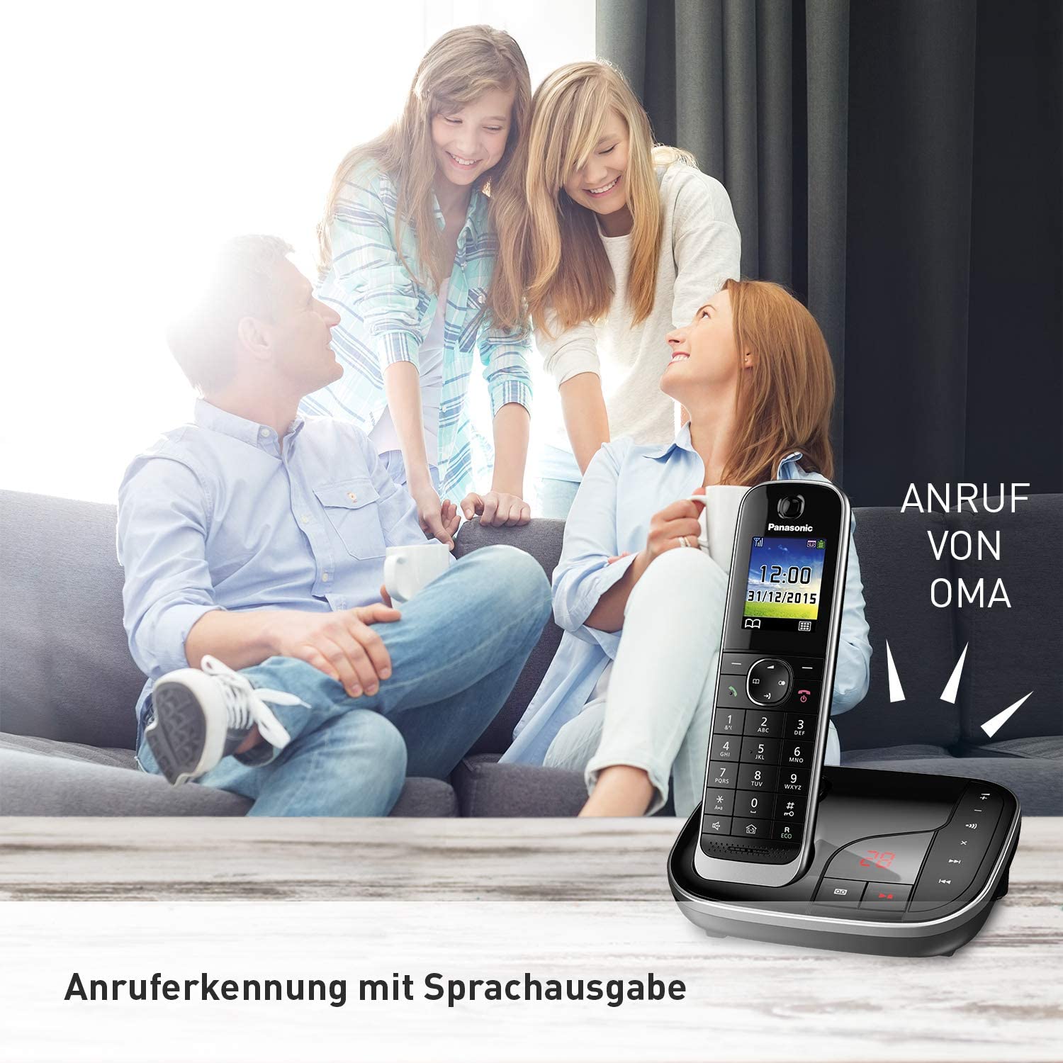 Panasonic KX-TGJ 322 GB schwarz Schnurloses-Telefon mit Anrufbeantworter und 2 Mobilteilen