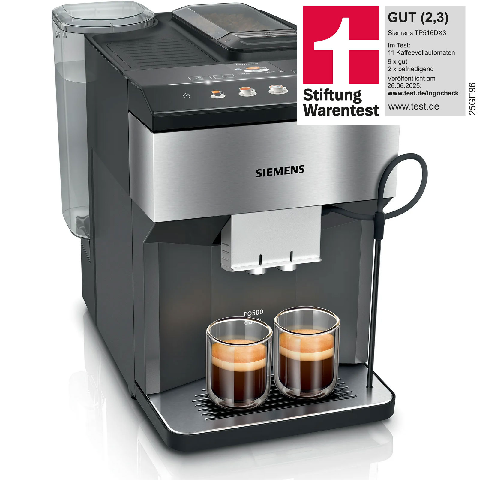 Siemens TP516DX3 Kaffeevollautomat (classic) EQ.500 Edelstahl / schwarz Siemens TP516DX3 Kaffeevollautomat (classic) EQ.500 Edelstahl / schwarz