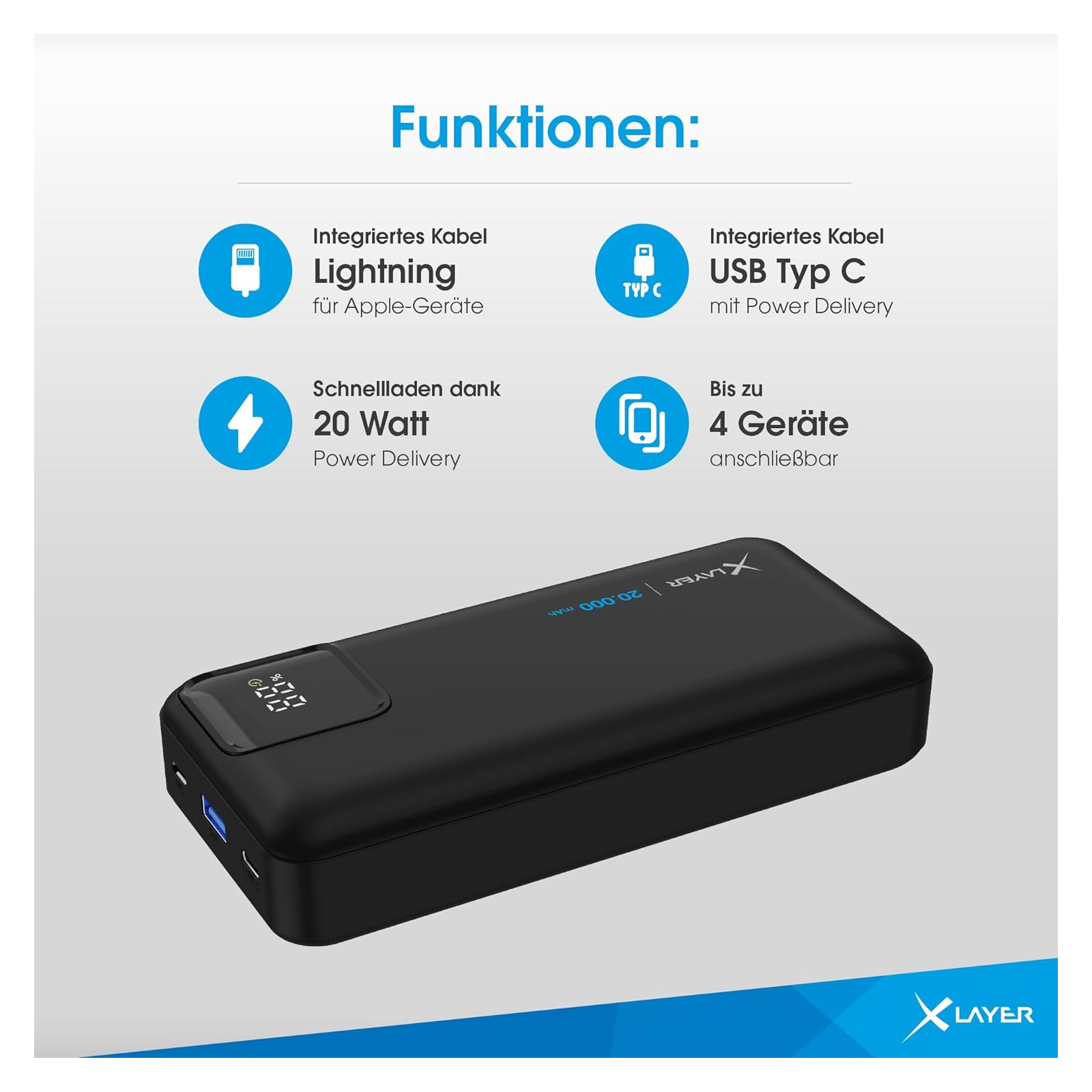 XLayer 20.000-mAh Power Delivery, schwarz Powerbank XLayer 20.000-mAh Power Delivery, schwarz Powerbank
