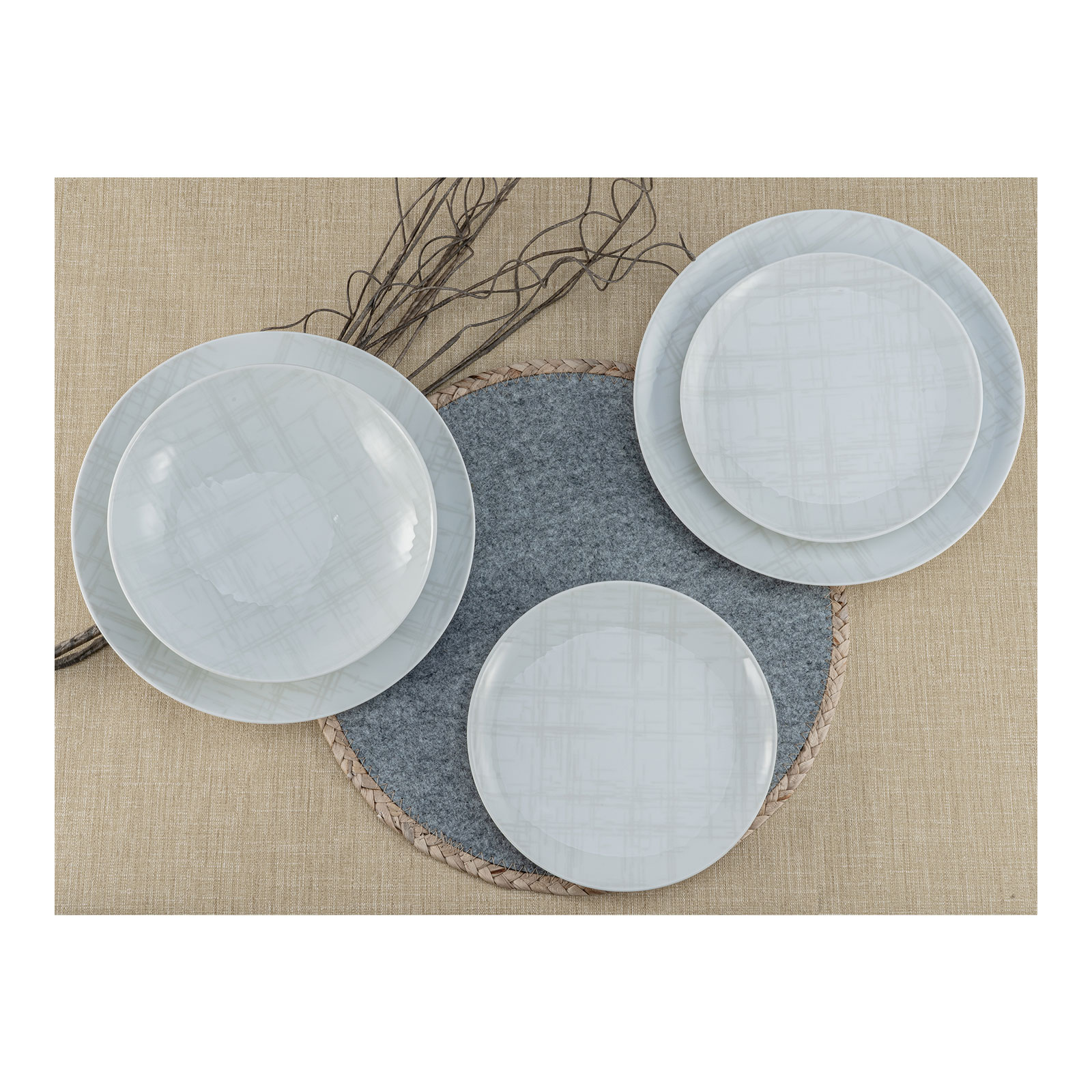 CreaTable, 25867, Serie Shabby Chic - Serie Home , Geschirrset, Teller Set 12 teilig