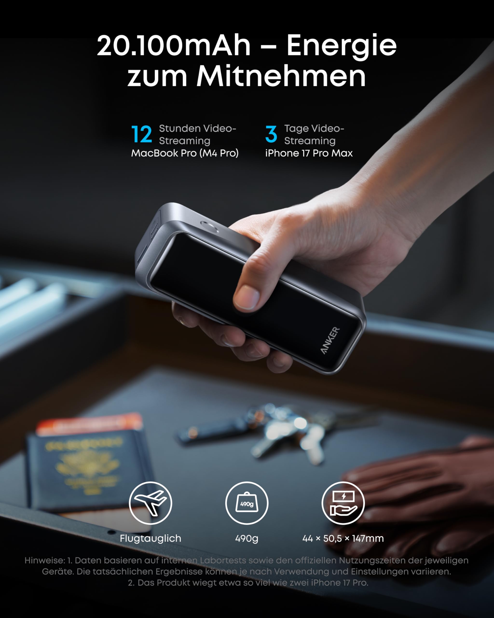 Anker Prime Powerbank 20100mAh tragbares Ladegerät